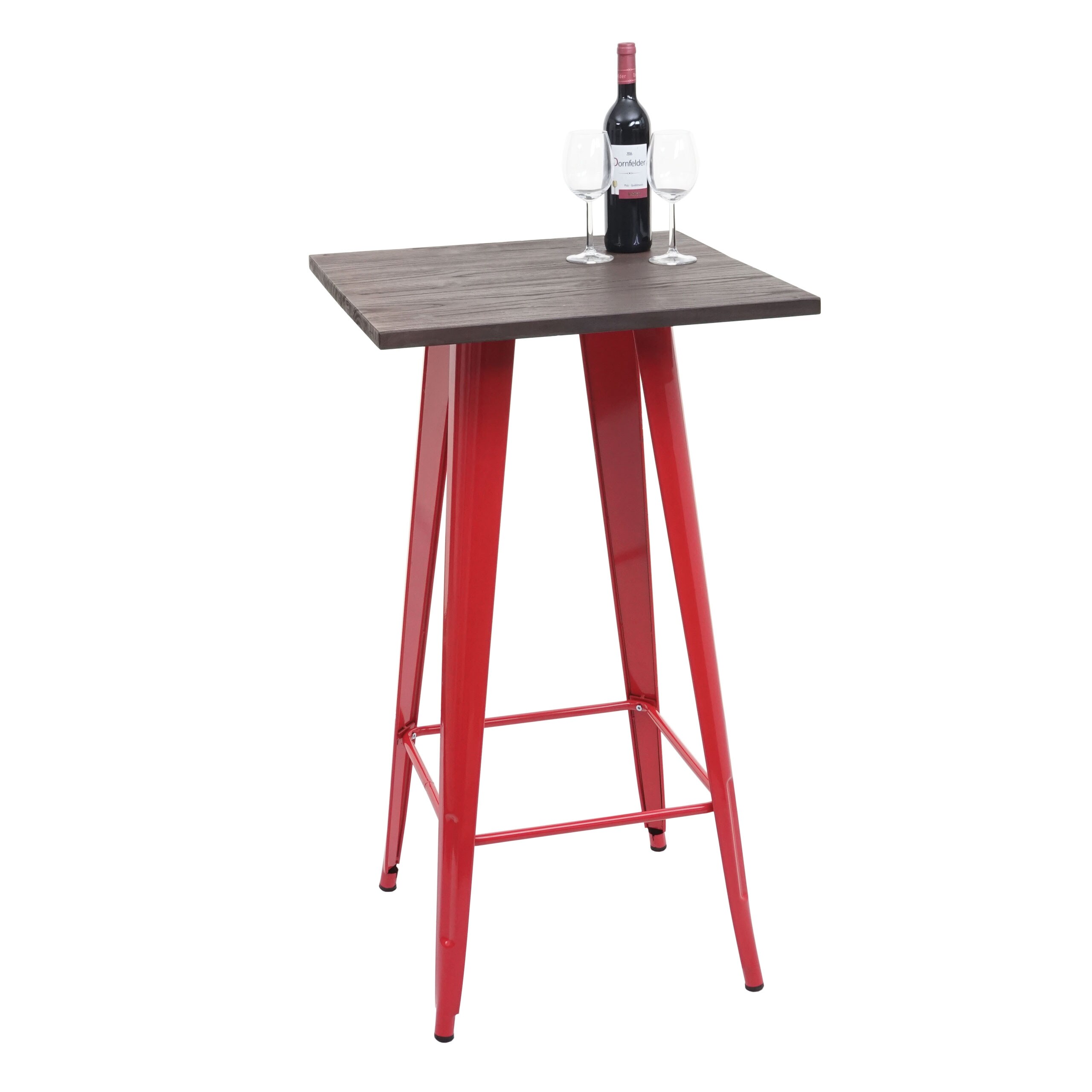 Stehtisch MCW-A73 inkl. Holz-Tischplatte, Bistrotisch Bartisch, Metall Industriedesign MVG 107x60x60cm ~ rot - Bild 1