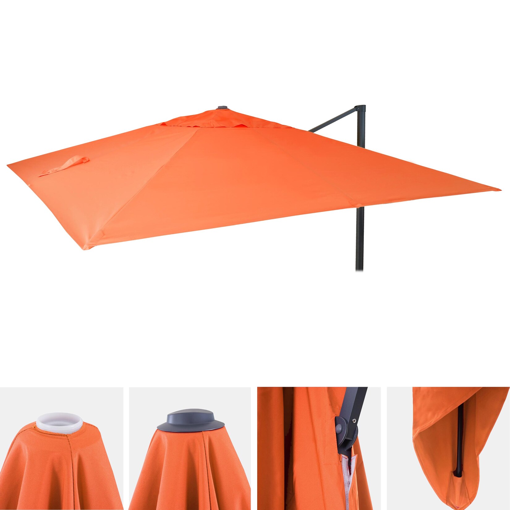 Ersatz-Bezug für Luxus-Ampelschirm MCW-A96, Sonnenschirmbezug Ersatzbezug, 3,5×3,5m (Ø4,95m) Polyester 4kg ~ terracotta | 04057651524269