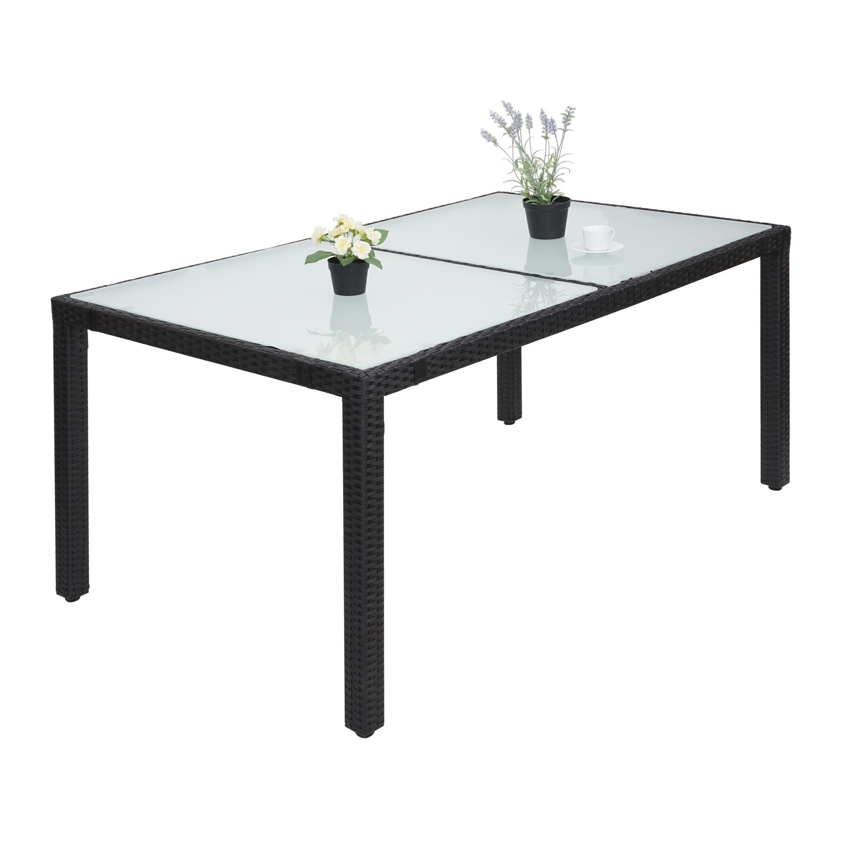 Poly-Rattan Esstisch MCW-F49, Esszimmertisch Gartentisch Tisch, 150x90cm ~ anthrazit | 04057651376004