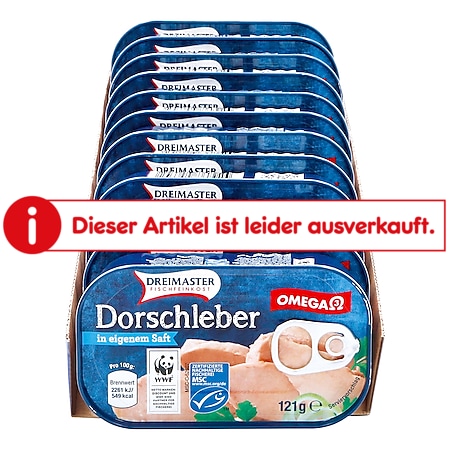 Dreimaster Dorschleber 121 g, 12er Pack - Bild 1