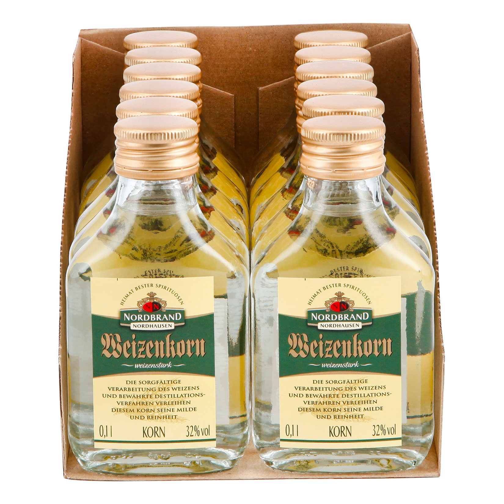 Nordbrand Nordhausen Weizenkorn 32,0 % vol 100 ml, 12er Pack - Bild 1