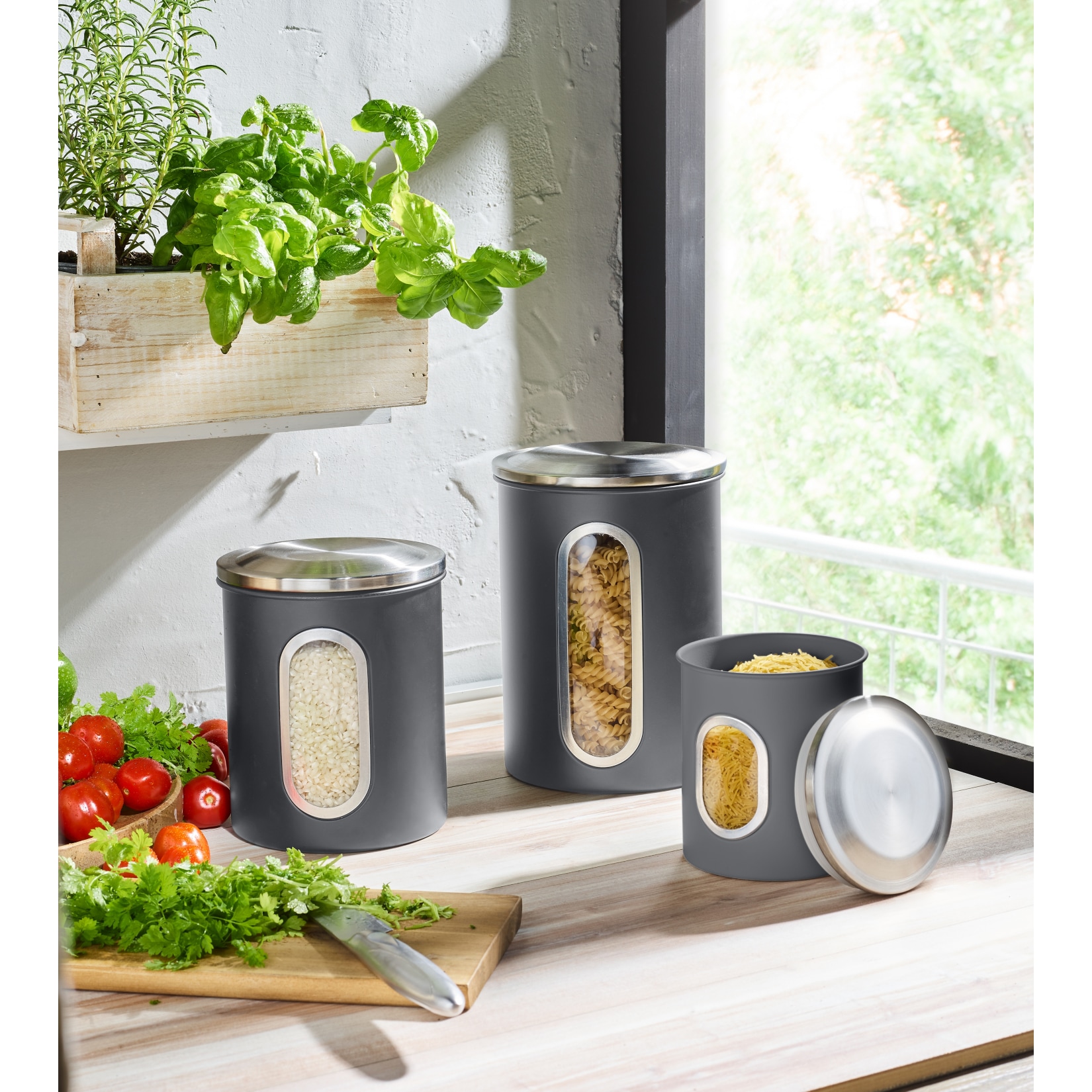 Aufbewahrungsdosen 3-tlg. anthrazit - Bild 1