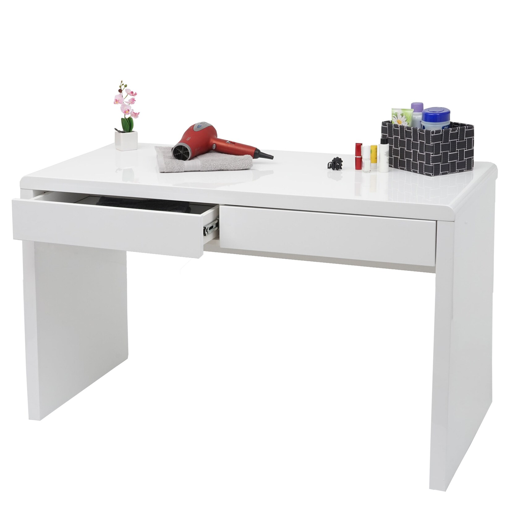 Schminktisch MCW-G51, Frisiertisch Frisierkommode Kosmetiktisch, Hochglanz Weiß ~ 120x60cm | 04057651369433