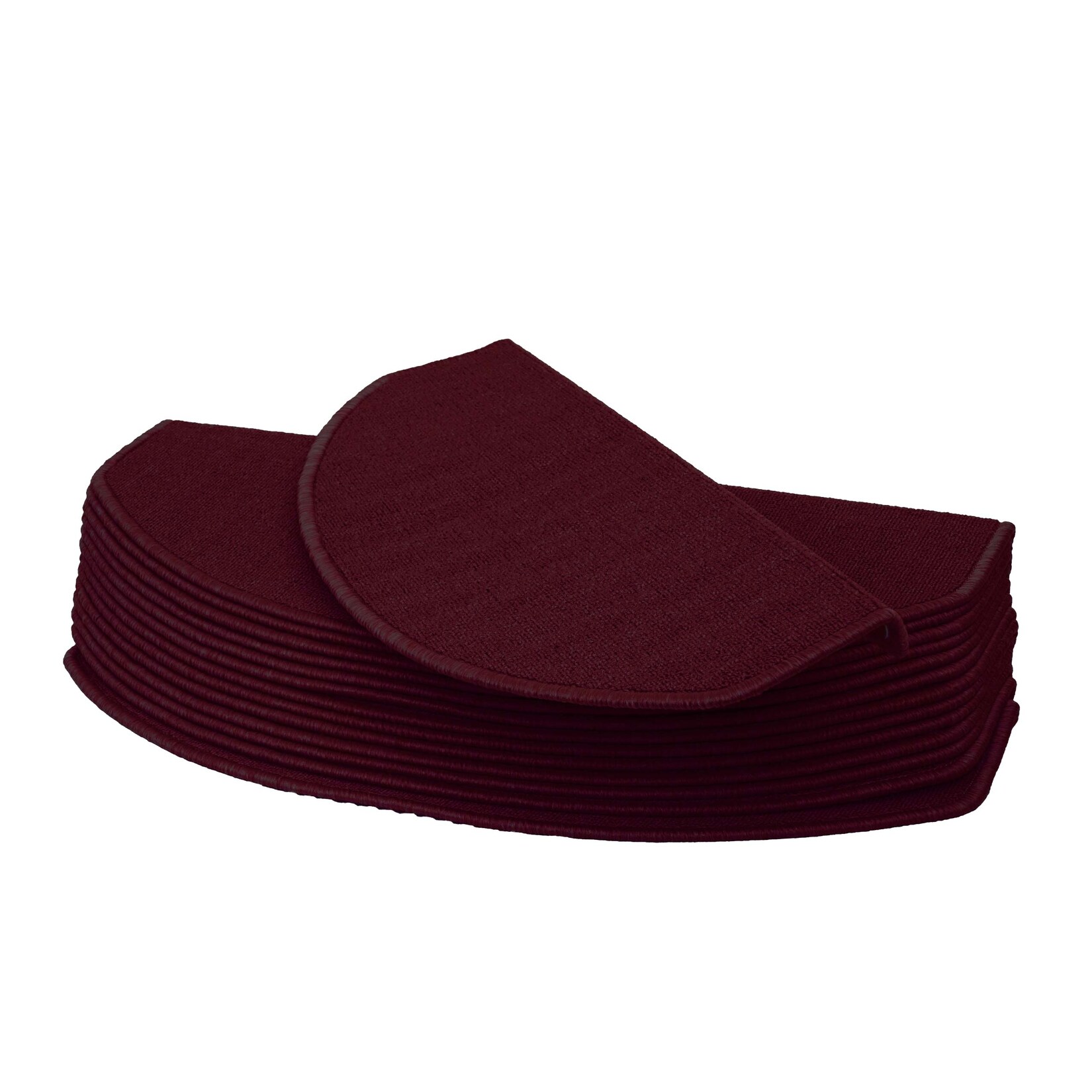15er-Set Stufenmatte MCW-G49, Treppenteppich Treppenschutz Treppenmattenset, 65x25cm ~ halbrund, bordeaux