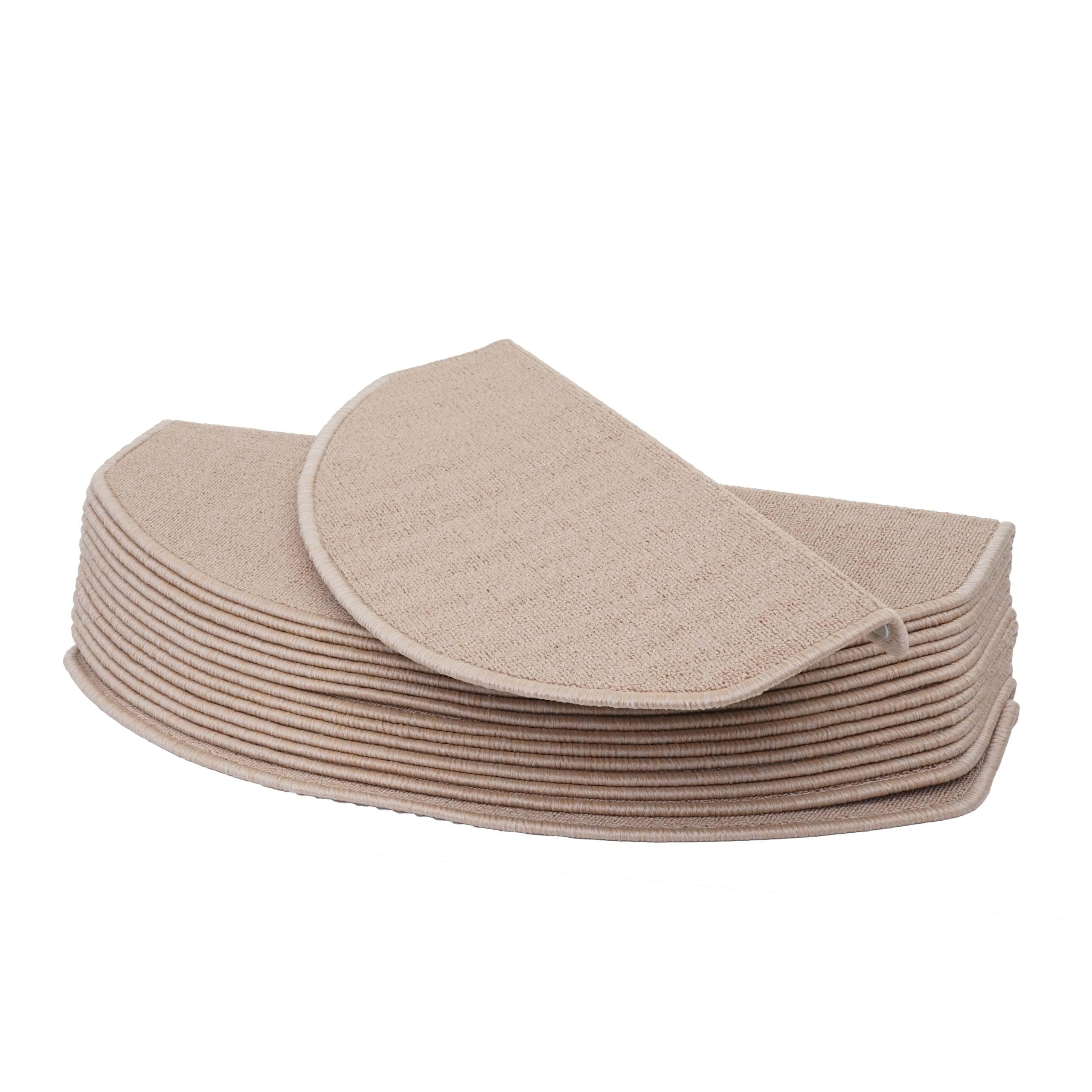15er-Set Stufenmatte MCW-G49, Treppenteppich Treppenschutz Treppenmattenset, 65x25cm ~ halbrund, creme-beige - Bild 1