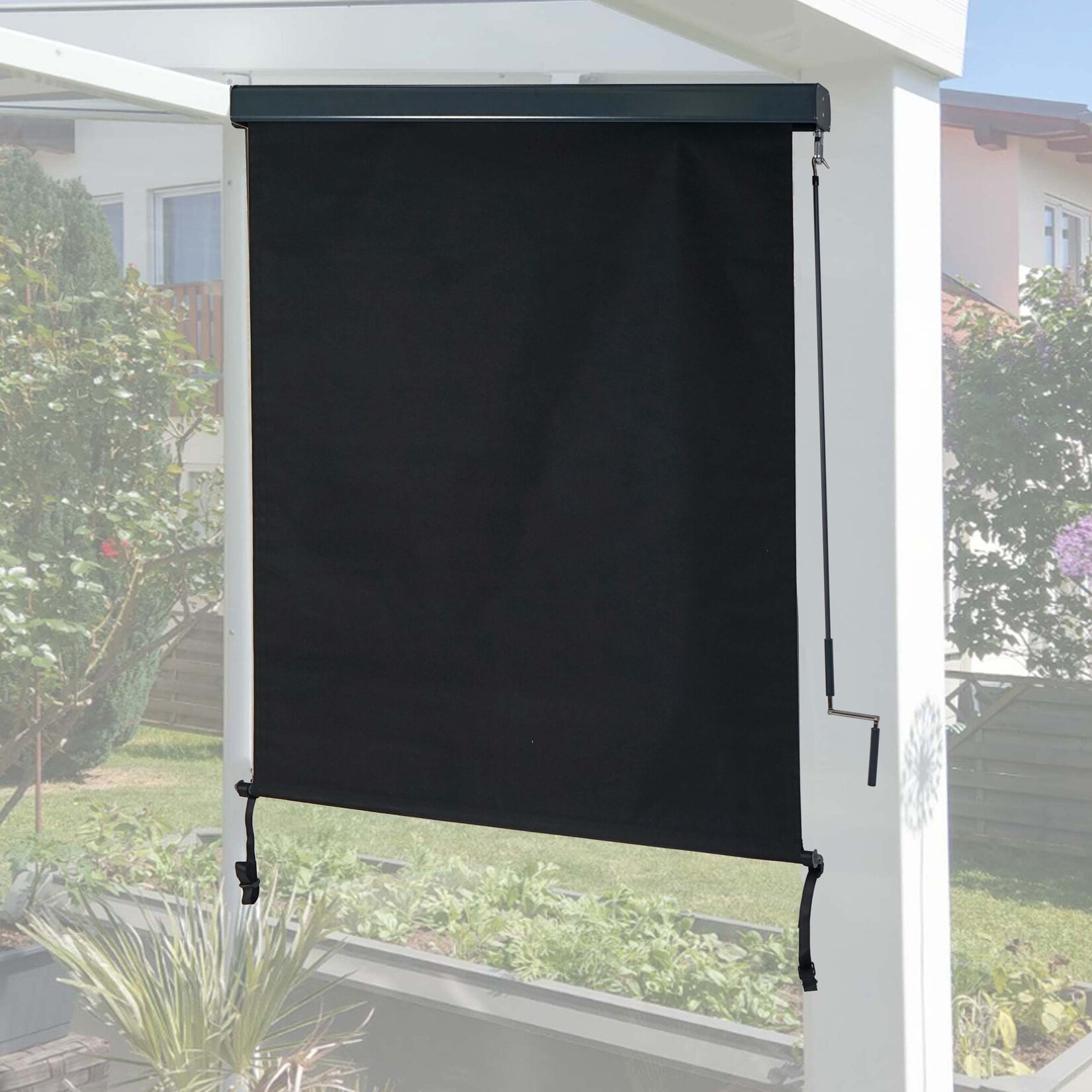 Vertikalmarkise MCW-F42, Senkrechtmarkise Sichtschutz Außenrollo Rollo, UV-Schutz 50 Stoff ~ 250x140cm, schwarz