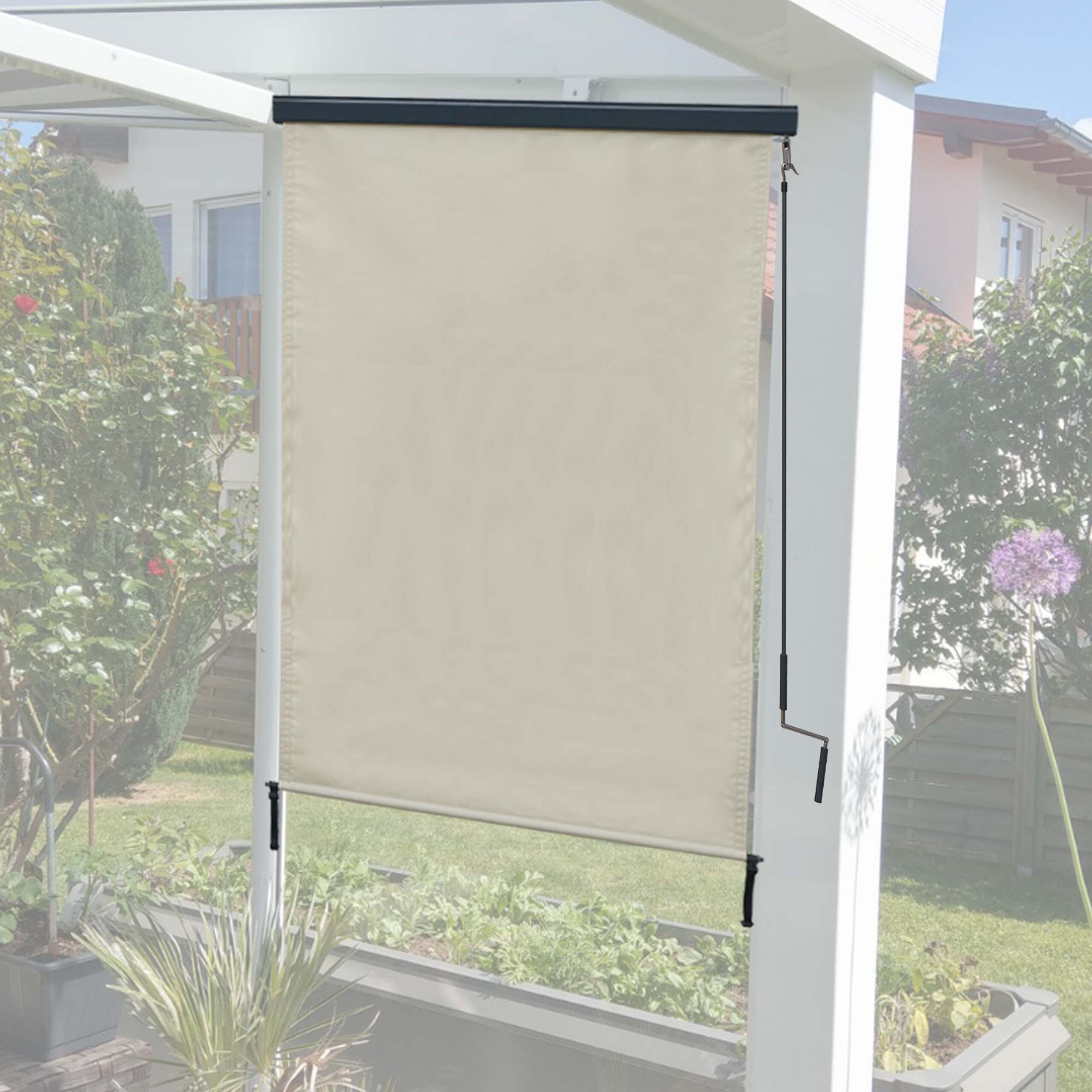Vertikalmarkise MCW-F42, Senkrechtmarkise Sichtschutz Au&szlig;enrollo Rollo, UV-Schutz 50 Stoff ~ 250x100cm, creme-beige - Bild 1