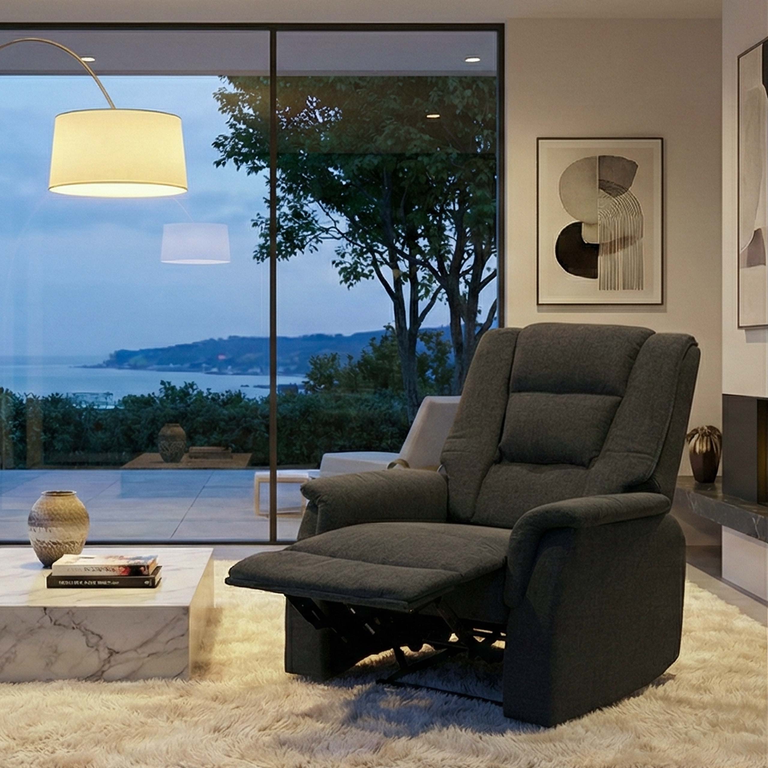 Fernsehsessel MCW-F23, Relaxsessel Liege Sessel, Stoff/Textil 102x79x96cm ~ grau ohne Massage- und W&auml;rmefunktion - Bild 1