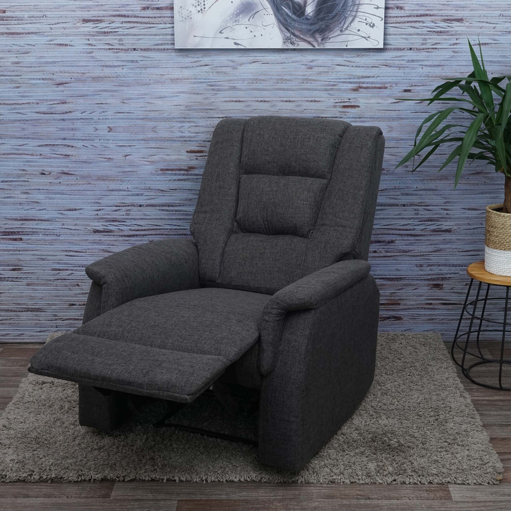 Fernsehsessel MCW-F23, Relaxsessel Liege Sessel, Stoff/Textil 102x79x96cm ~ grau ohne Massage- und Wärmefunktion | 04057651386881