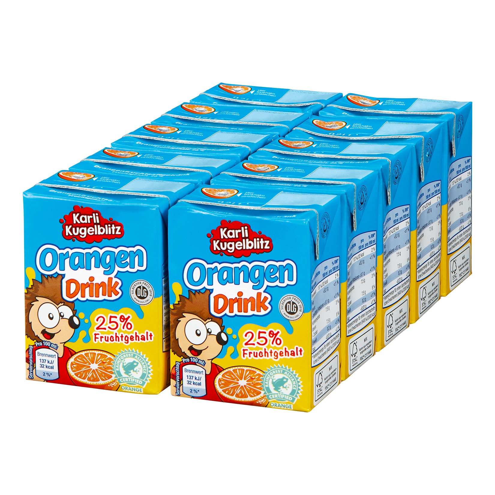 Karli Kugelblitz Orangenfruchtsaftgetrank 0 2 Liter 10er Pack Online Kaufen Bei Netto