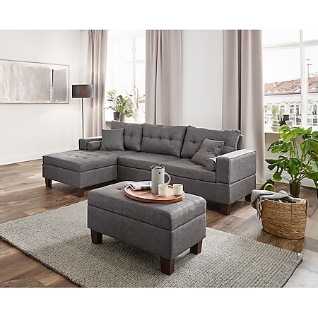 Home Deluxe Polsterecke Rom Sofa links, mit Hocker - Bild 1