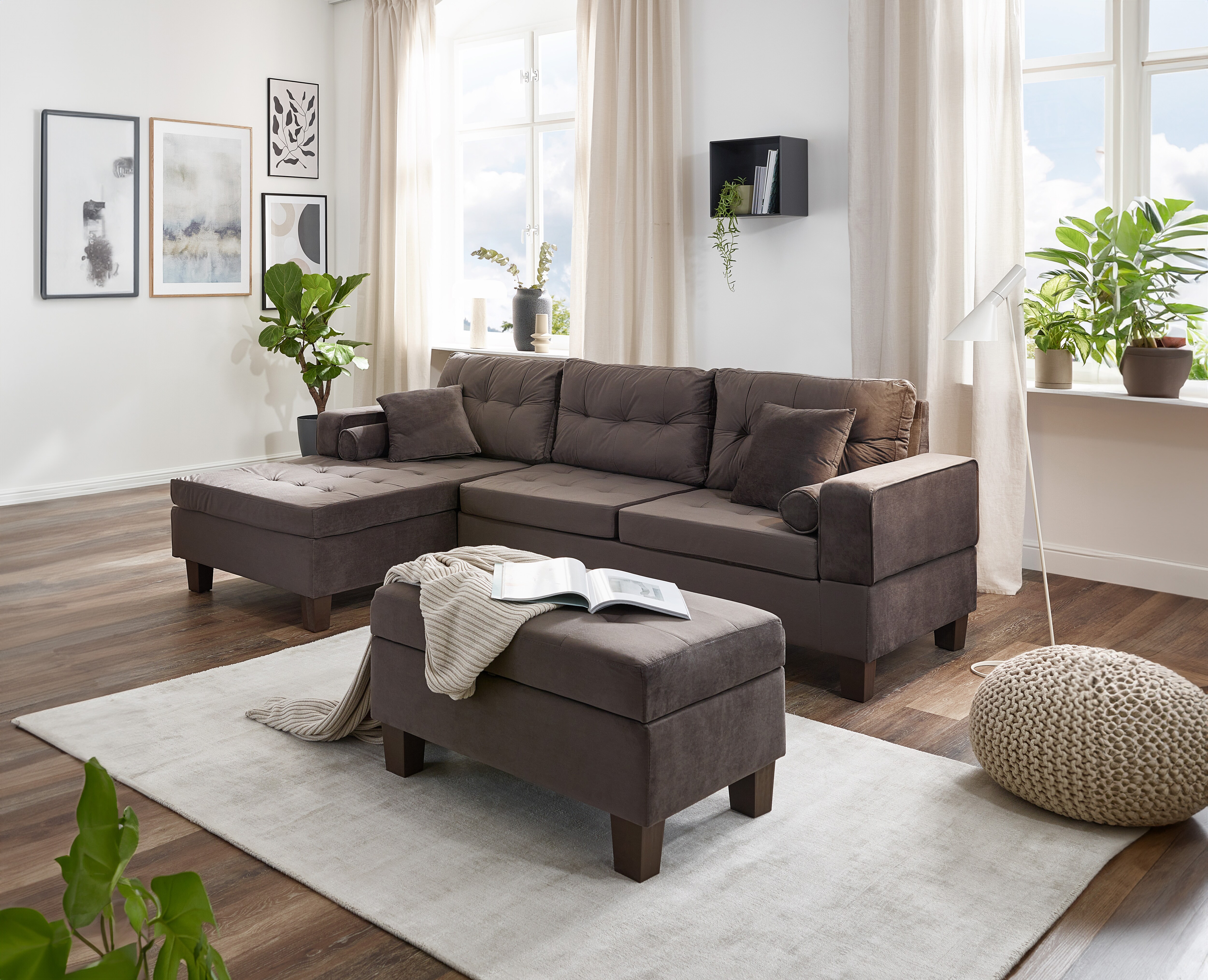 HOME DELUXE Sofa ROM mit Hocker - versch. Farben - Braun - Bild 1