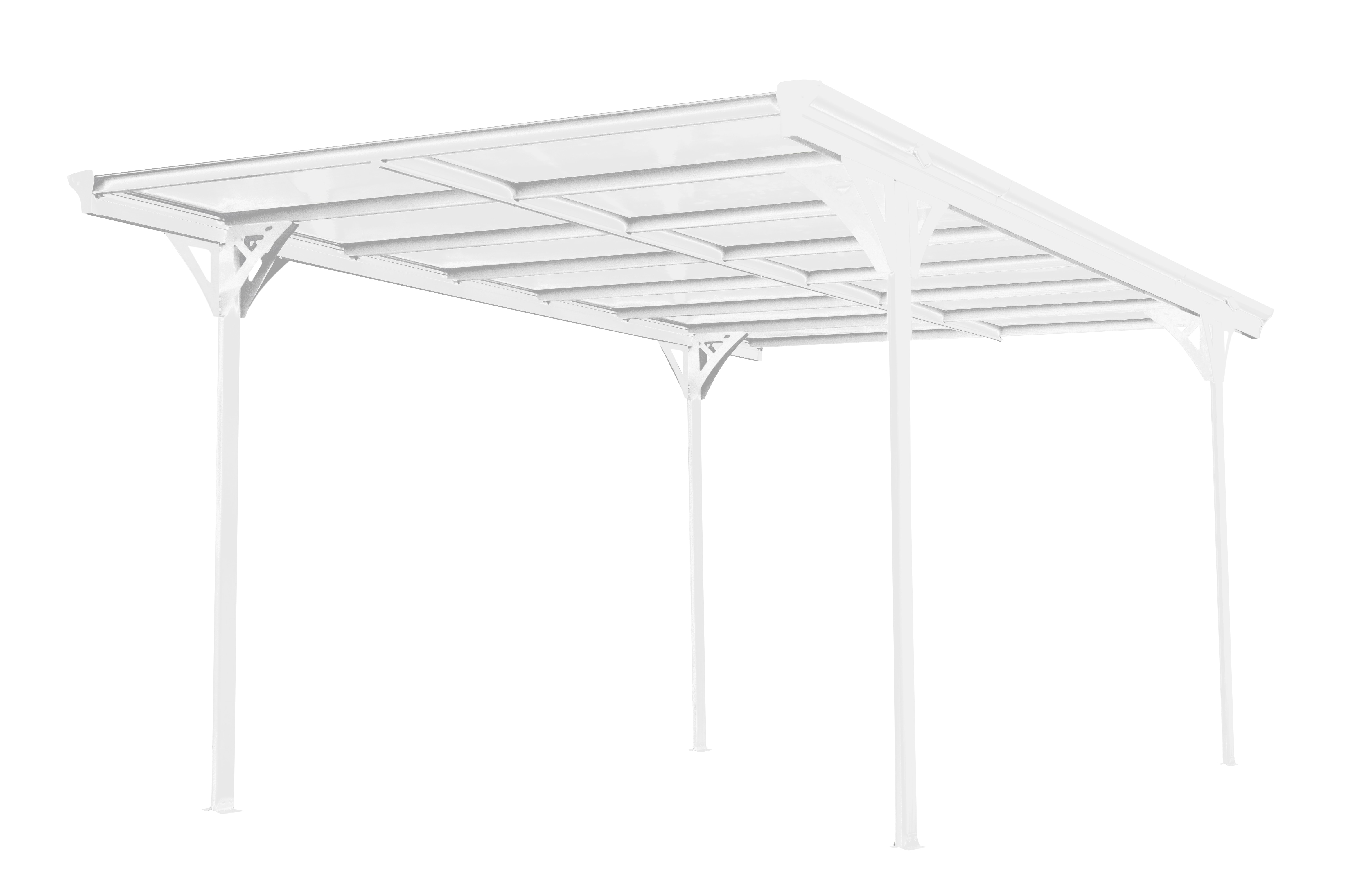 Westmann Aluminium Flachdach Carport Helsinki 15 m&sup2; weiss inkl. Regenrinne - Bild 1