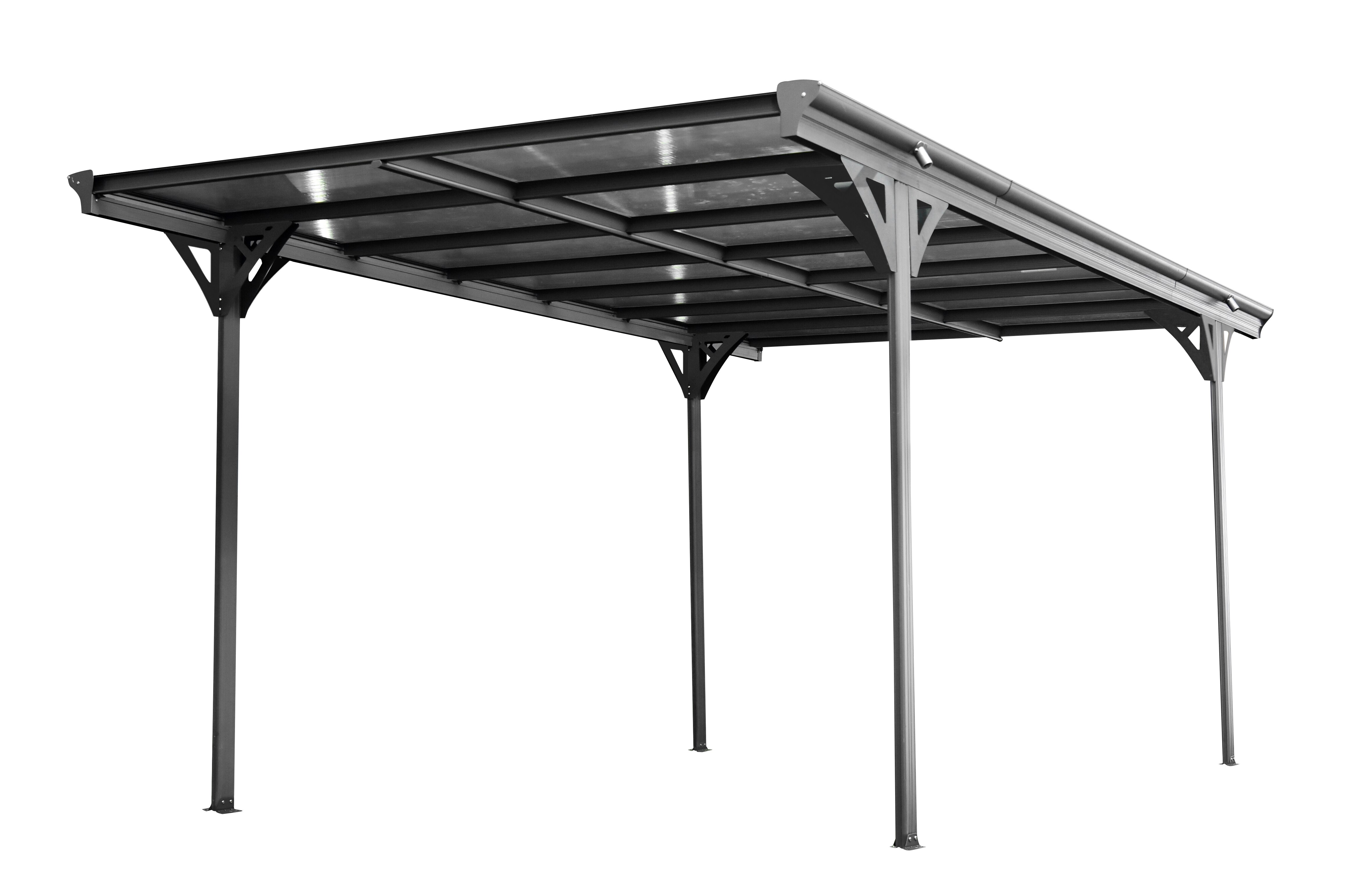Westmann Aluminium Flachdach Carport Helsinki 15 m&sup2; anthrazit inkl. Regenrinne - Bild 1