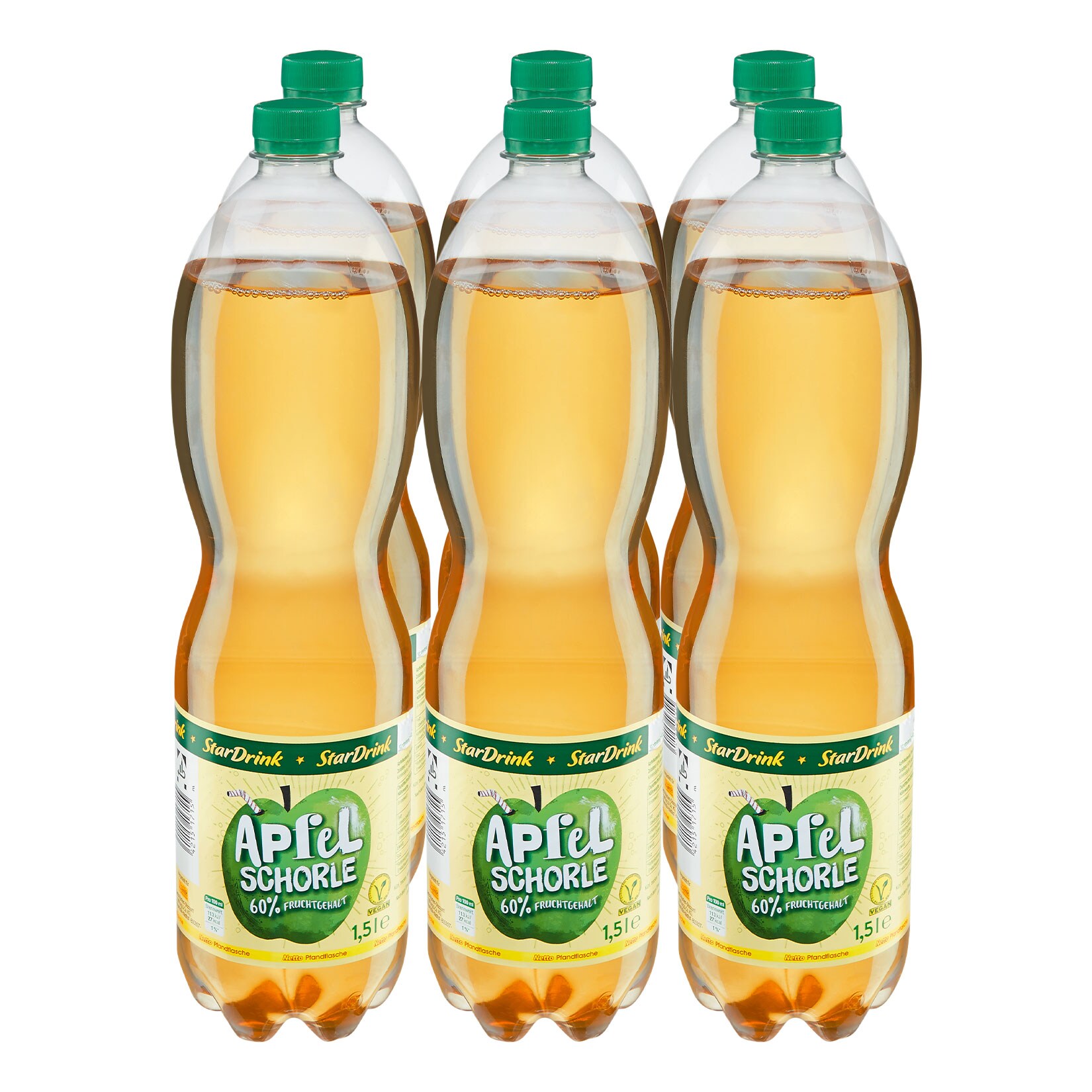 Stardrink Apfelschorle 1,5 Liter, 6er Pack - Inhalt: 2