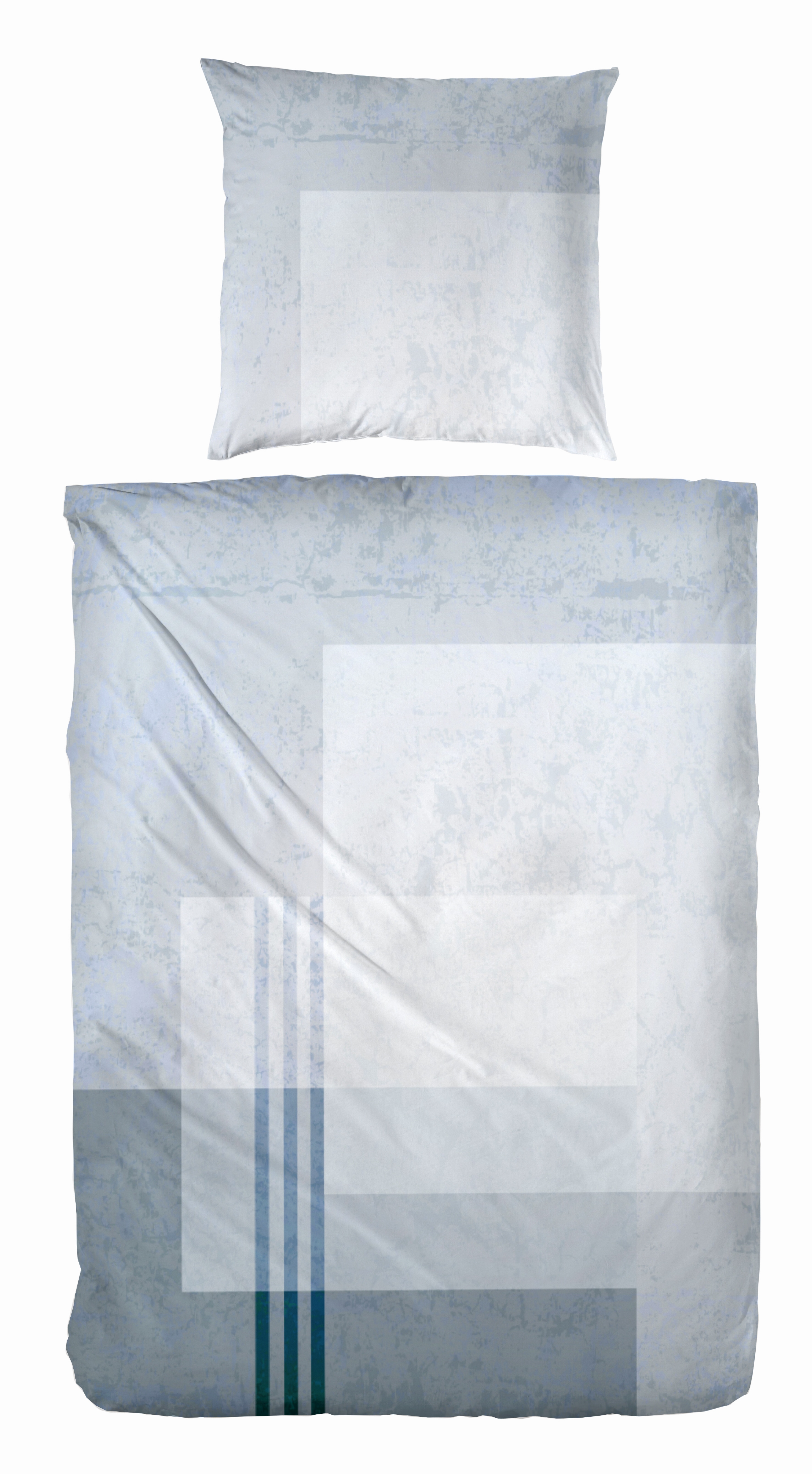 Mako-Satin-Bettw&auml;sche, grau/blau - Bild 1