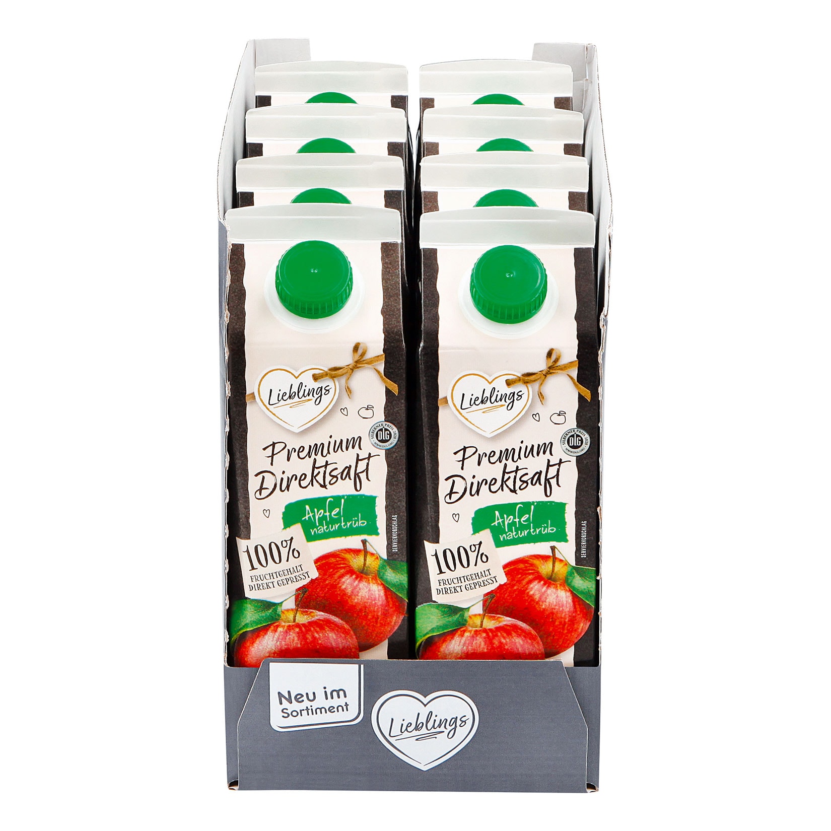Lieblings Premium Apfel-Direktsaft naturtr&uuml;b 1 Liter, 8er Pack - Bild 1