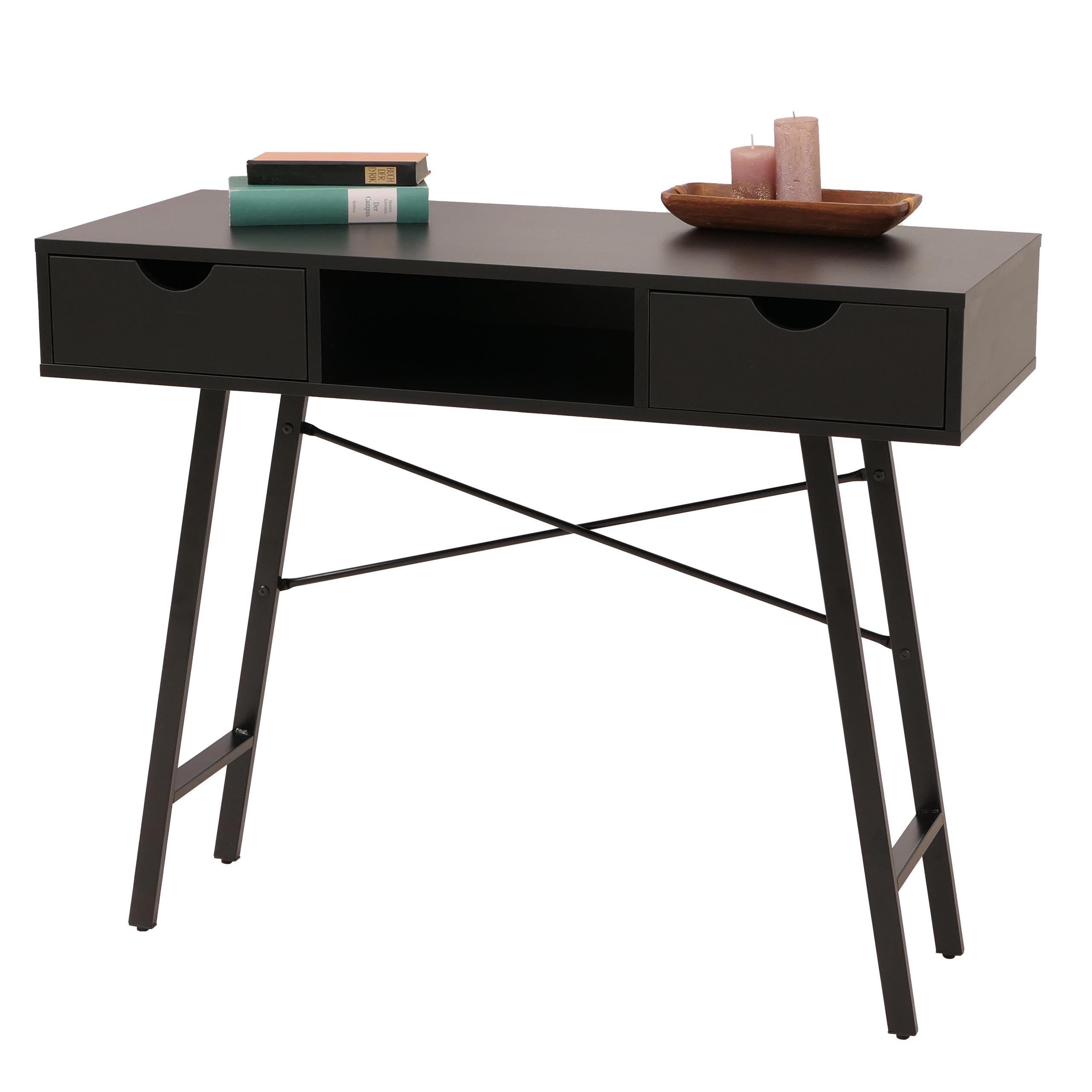 Konsolentisch MCW-E92, Ablagentisch Beistelltisch, 3D-Struktur 100x40cm ~ schwarz - Bild 1