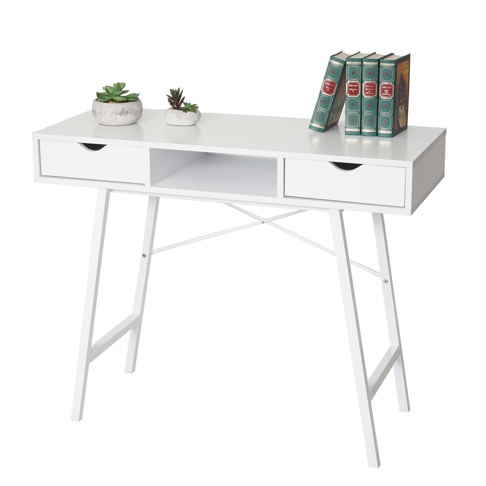 Konsolentisch MCW-E92, Ablagentisch Beistelltisch, 3D-Struktur 100x40cm ~ weiß