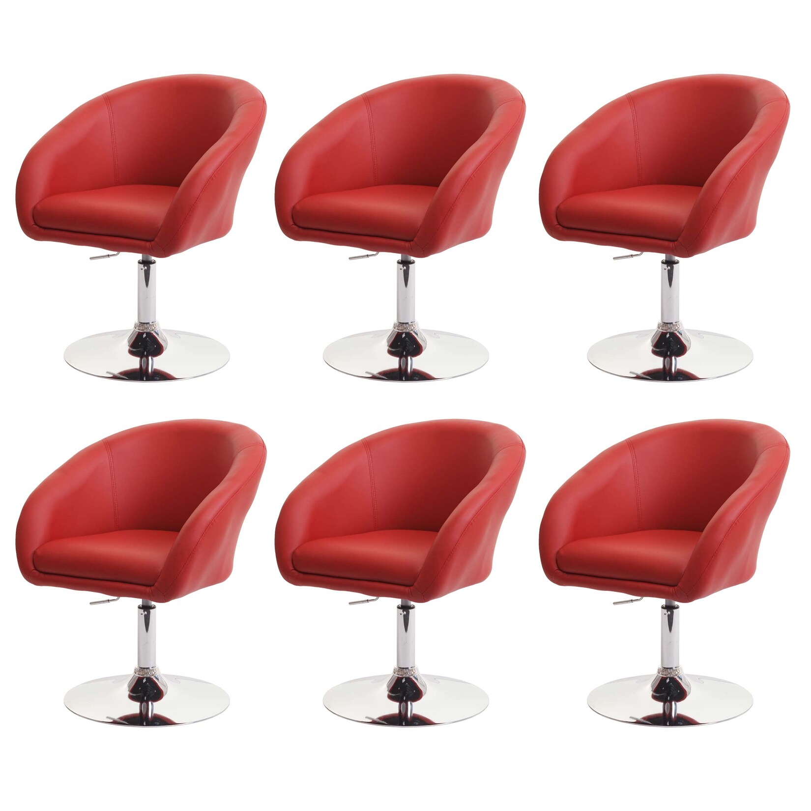 6er-Set Esszimmerstuhl MCW-F19, Küchenstuhl Drehstuhl Loungesessel, drehbar höhenverstellbar ~ Kunstleder rot