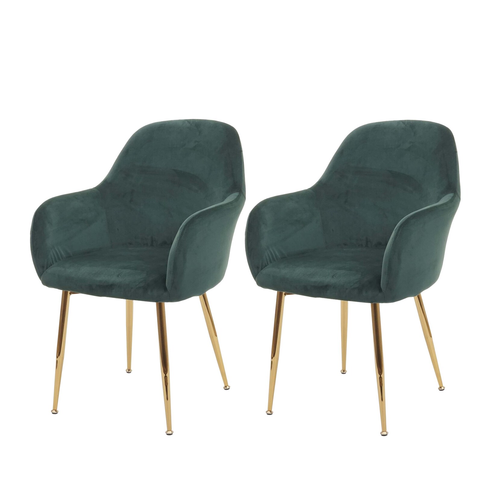 2er-Set Esszimmerstuhl MCW-F18, Stuhl Küchenstuhl, Retro Design ~ Samt grün, goldene Beine