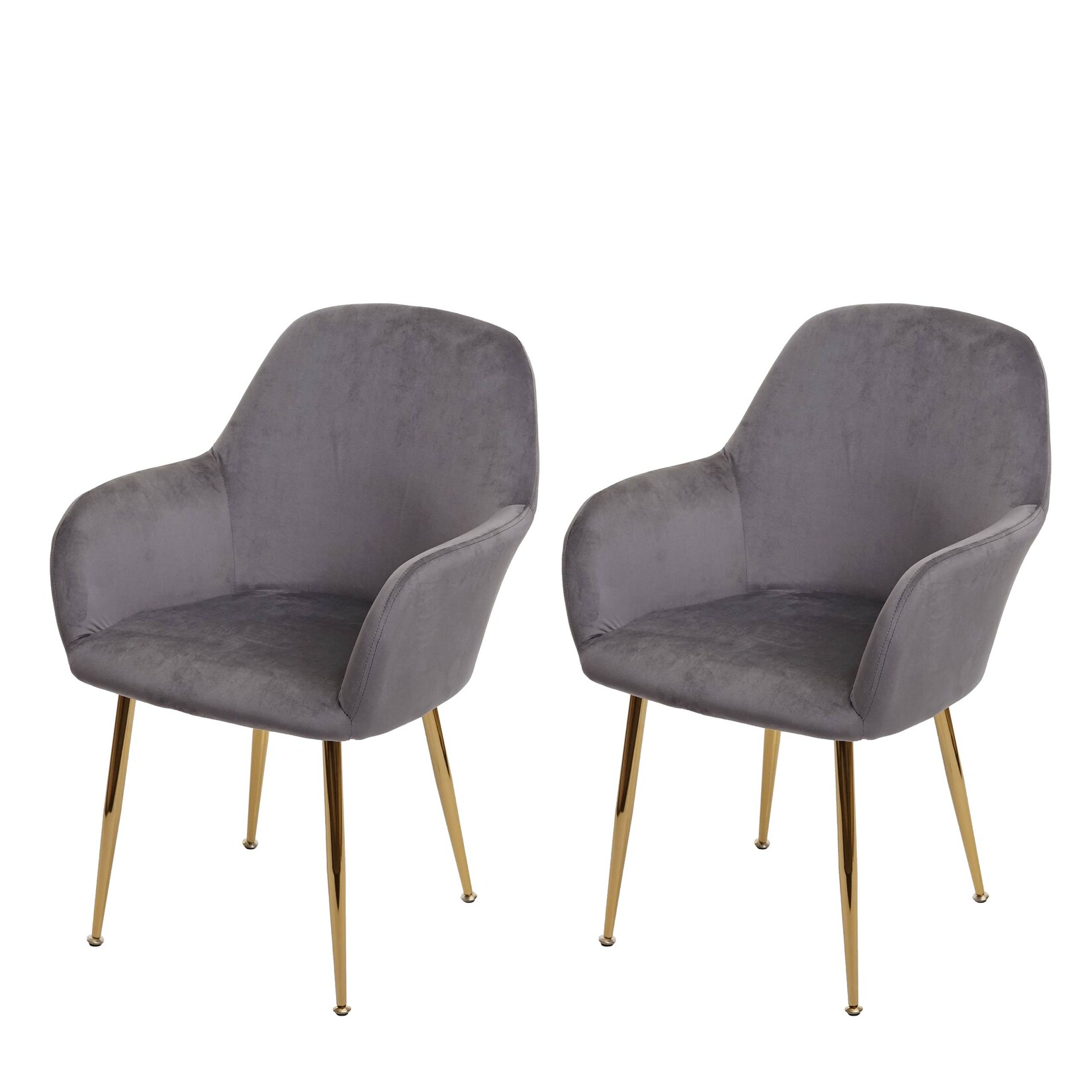 2er-Set Esszimmerstuhl MCW-F18, Stuhl Küchenstuhl, Retro Design ~ Samt grau, goldene Beine