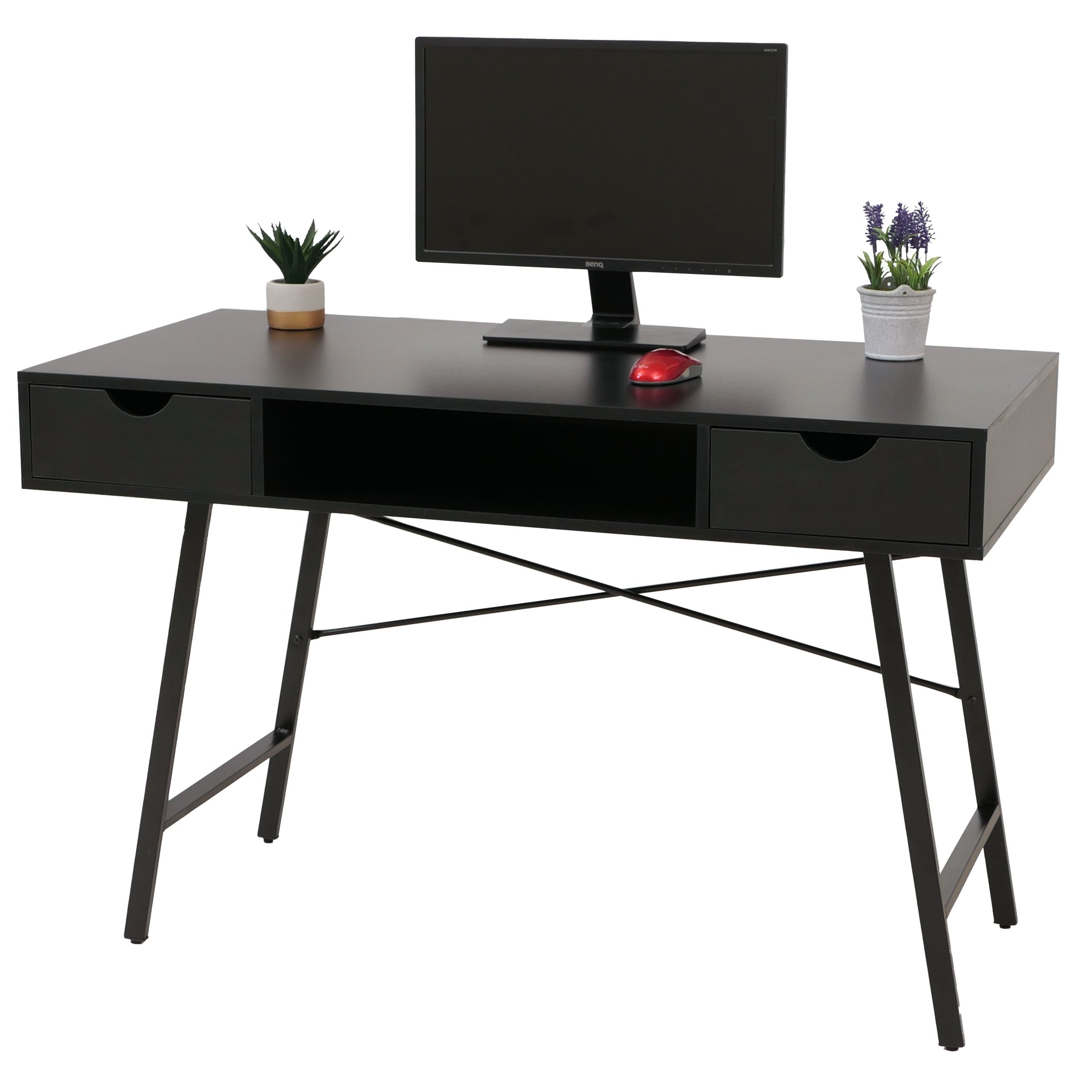 Schreibtisch MCW-E92, B&uuml;rotisch Computertisch, 3D-Struktur 120x60xcm ~ schwarz - Bild 1