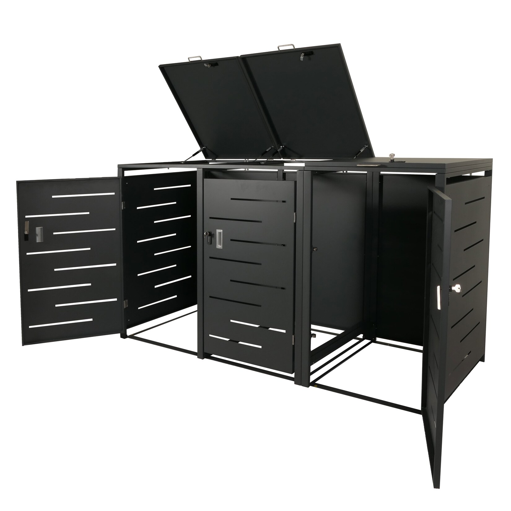 3er-Mülltonnenverkleidung MCW-E83, Mülltonnenbox Mülltonnenabdeckung, erweiterbar 117x197x80cm ~ anthrazit, Stahl 75kg | 04057651355993