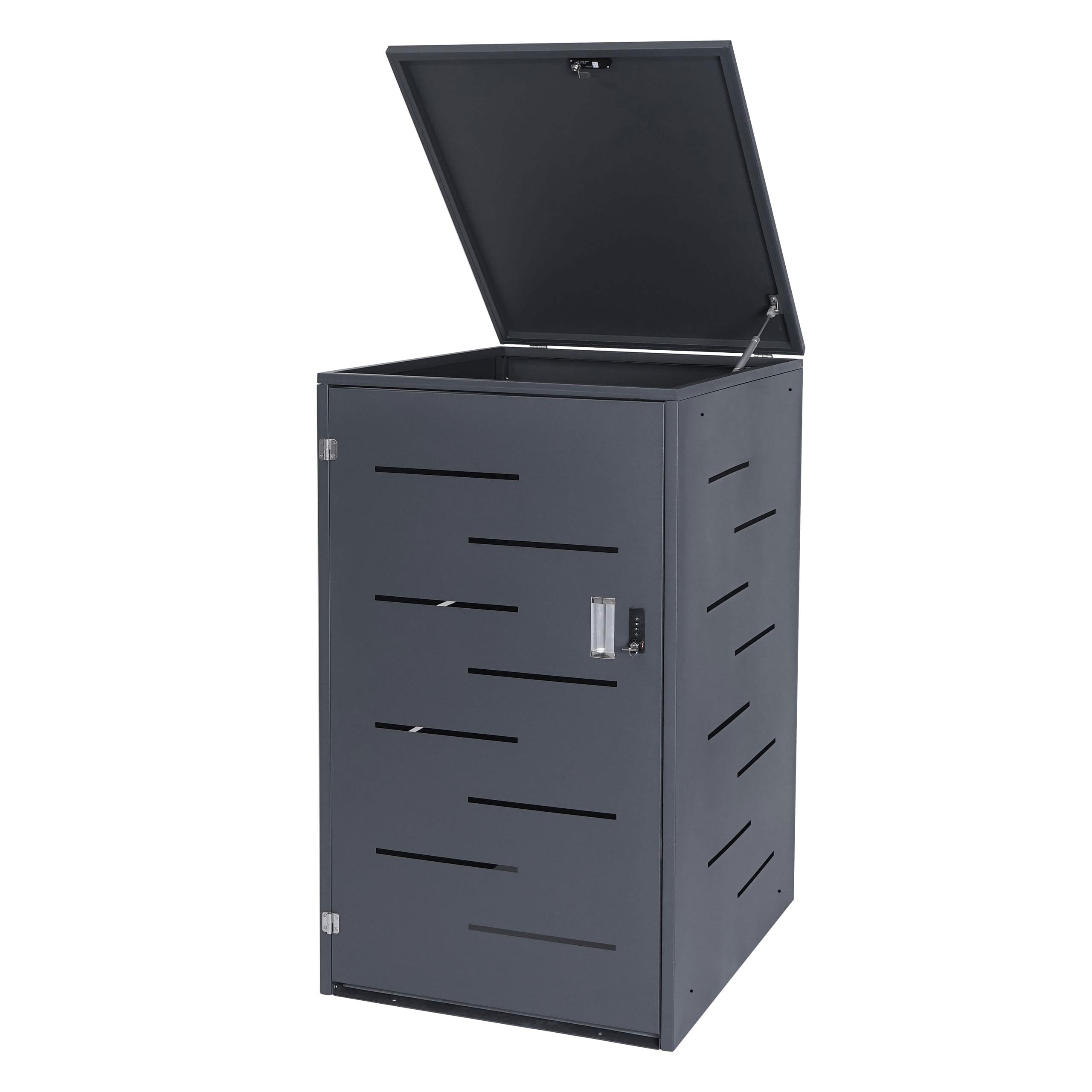 M&uuml;lltonnenverkleidung MCW-E83, M&uuml;lltonnenbox M&uuml;lltonnenabdeckung, erweiterbar 117x66x80 cm ~ anthrazit, Stahl 33kg - Bild 1