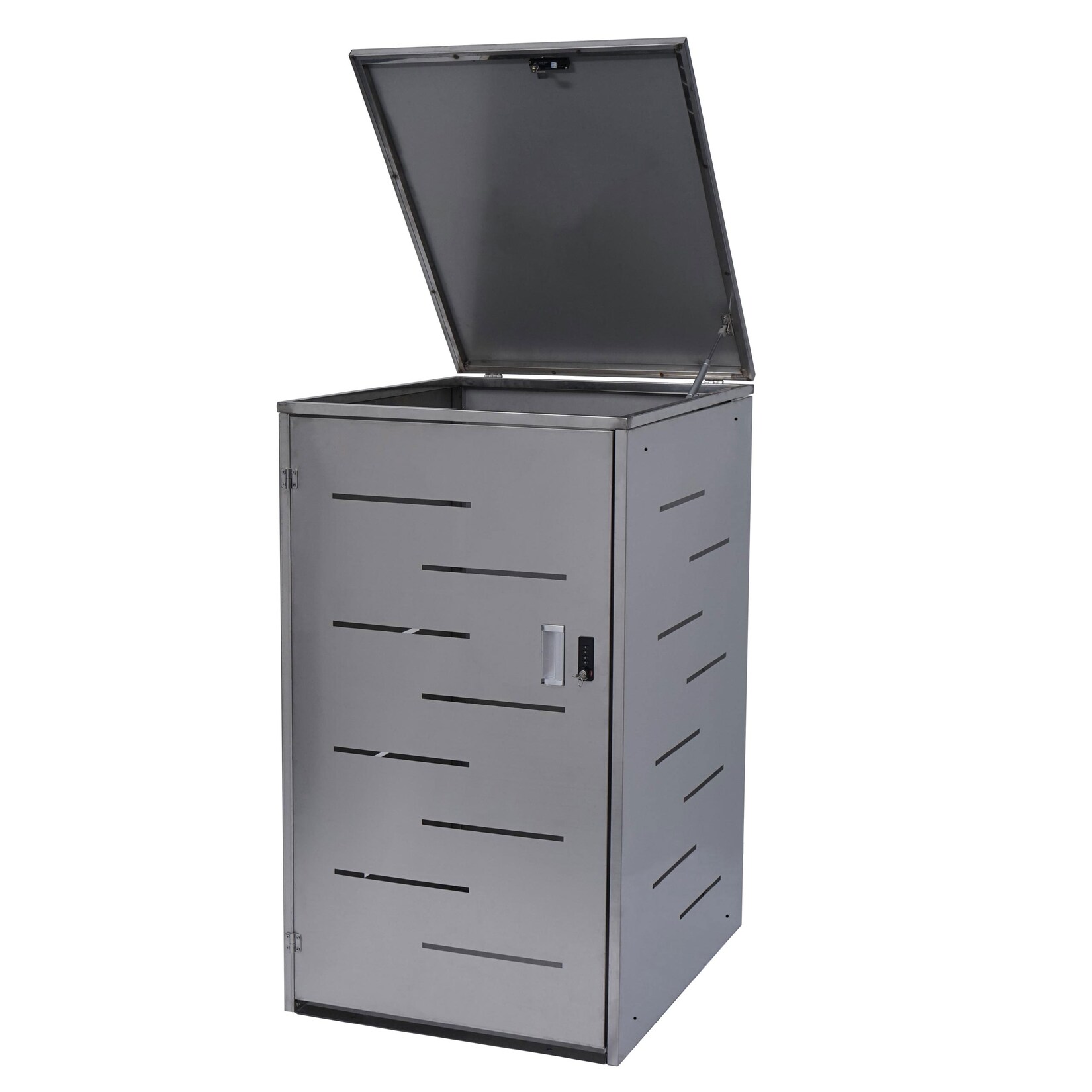 Mülltonnenverkleidung MCW-E83, Mülltonnenbox Mülltonnenabdeckung, erweiterbar 117x66x80cm ~ Edelstahl 30kg | 04057651355696