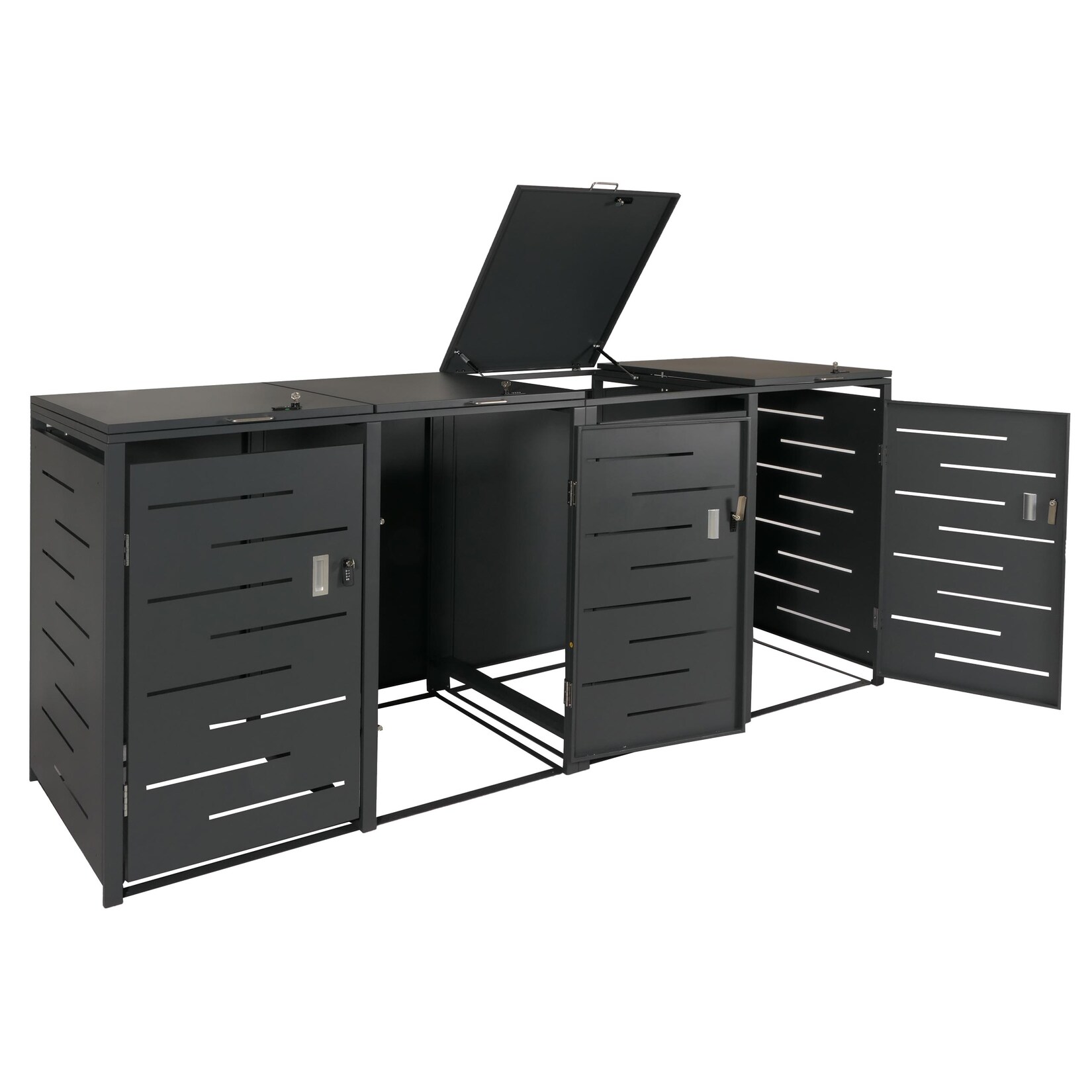 4er-Mülltonnenverkleidung MCW-E83, Mülltonnenbox Mülltonnenabdeckung, erweiterbar 117x263x80cm ~ anthrazit, Stahl 108kg | 04057651356037