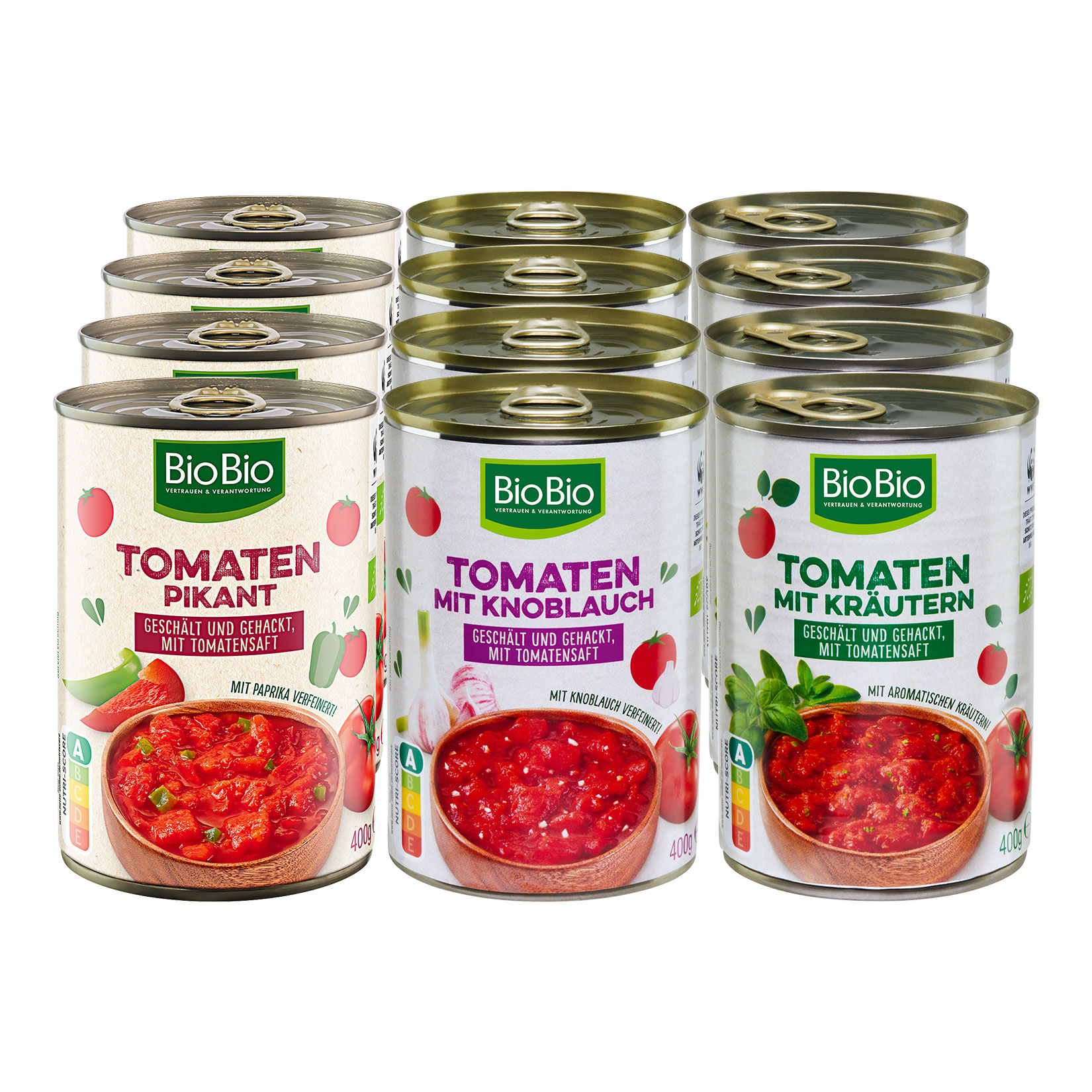 BioBio Tomaten gew&uuml;rzt 400 g, verschiedene Sorten, 12er Pack - Bild 1