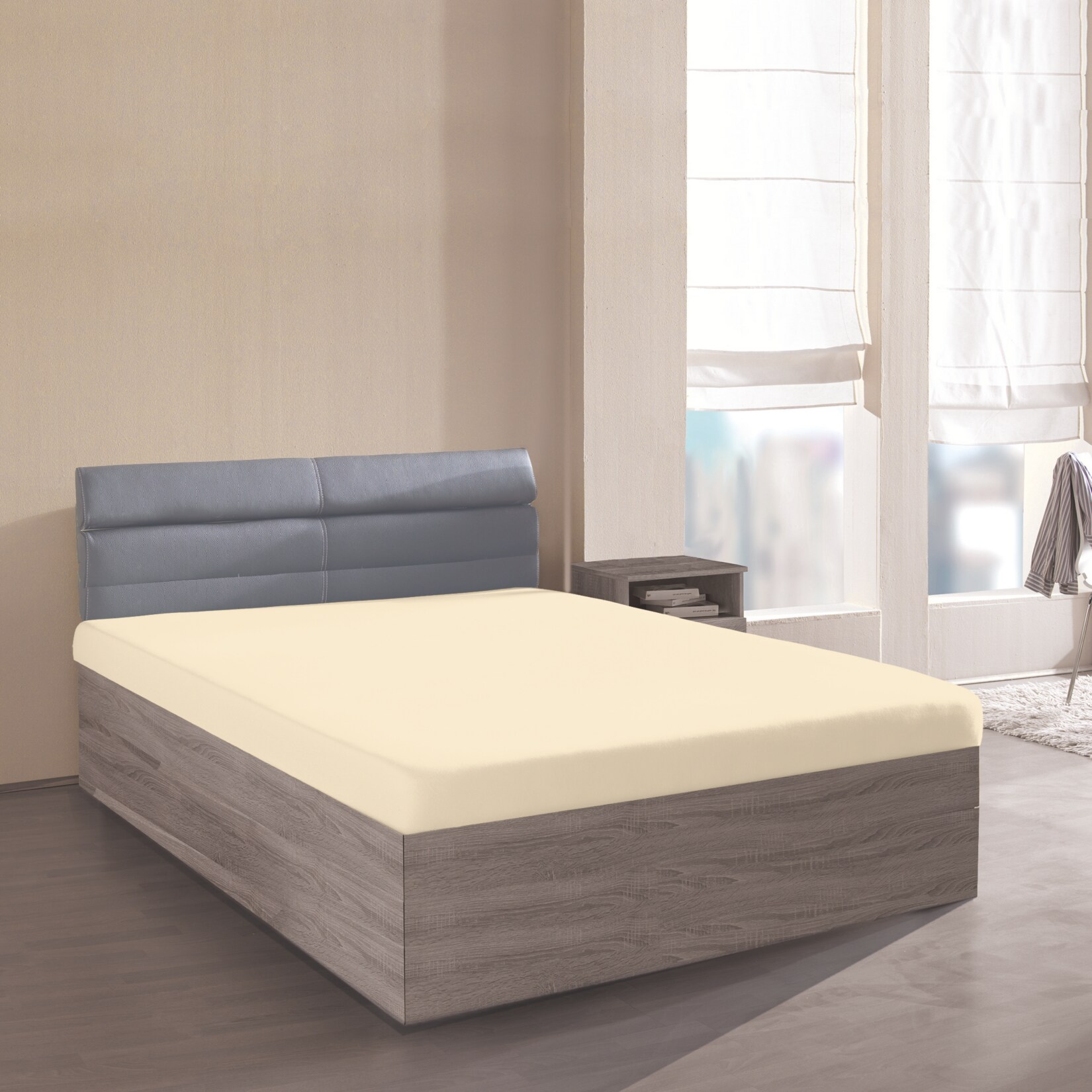 Dekor Frottee-Spannbetttuch ca. 180-200 x 200 cm - creme - versch. Farben - Bild 1