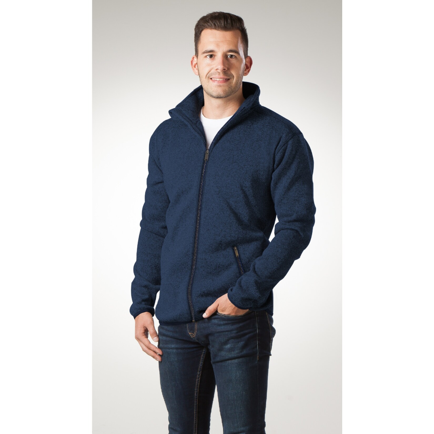 Herren Strickfleecejacke navy M - Bild 1