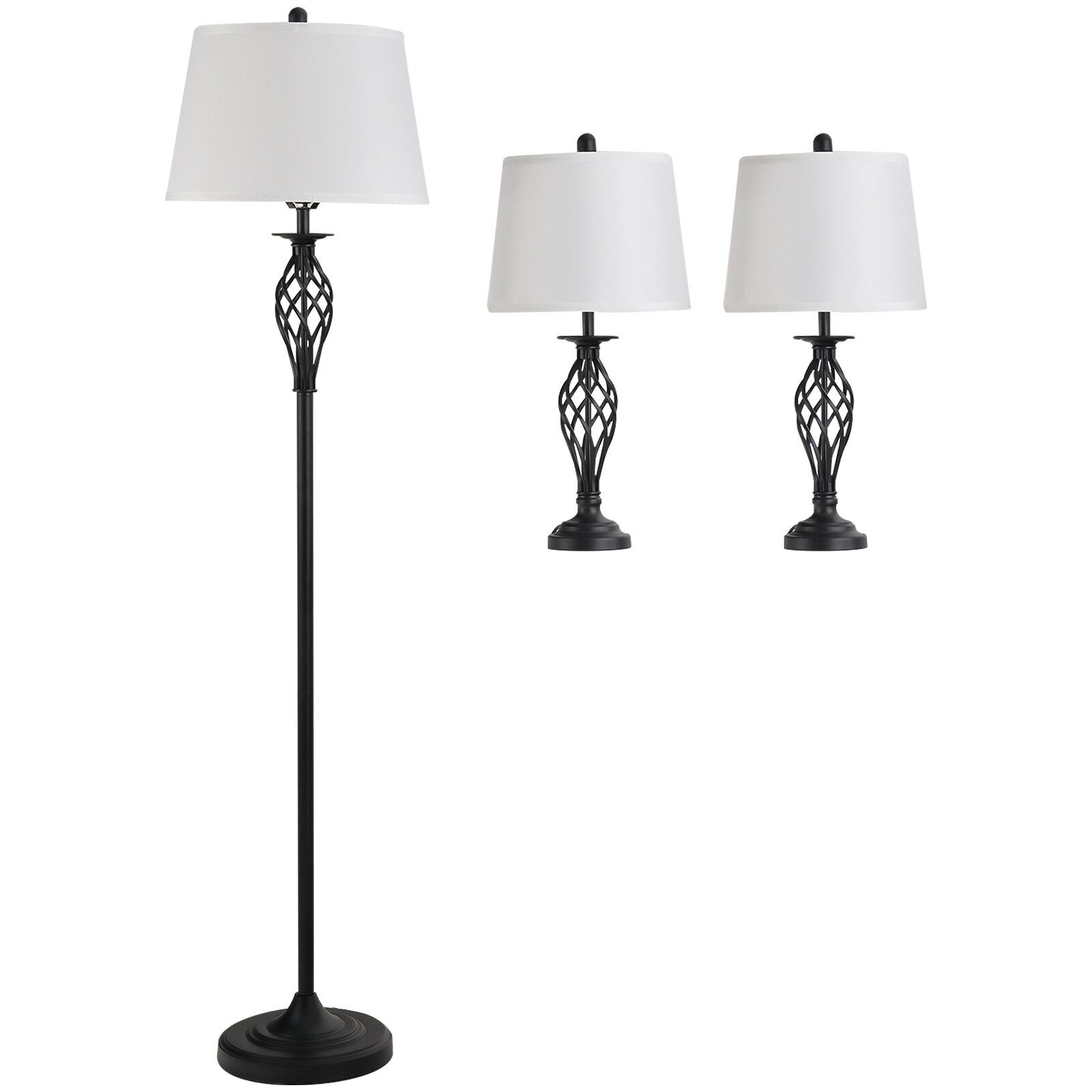 HOMCOM 3er-Stehlampen-Set Metall, PS, Polyester, Baumwolle | 04251774968607