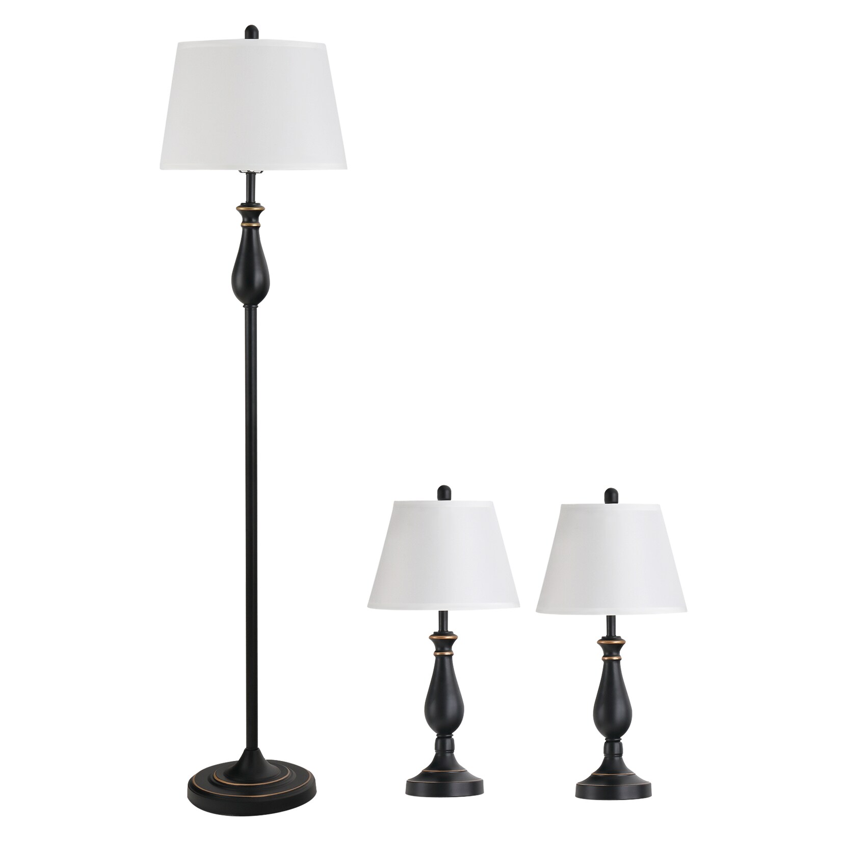 HOMCOM 3er-Stehlampen-Set Metall, PS, Polyester, Baumwolle | 04251774968614