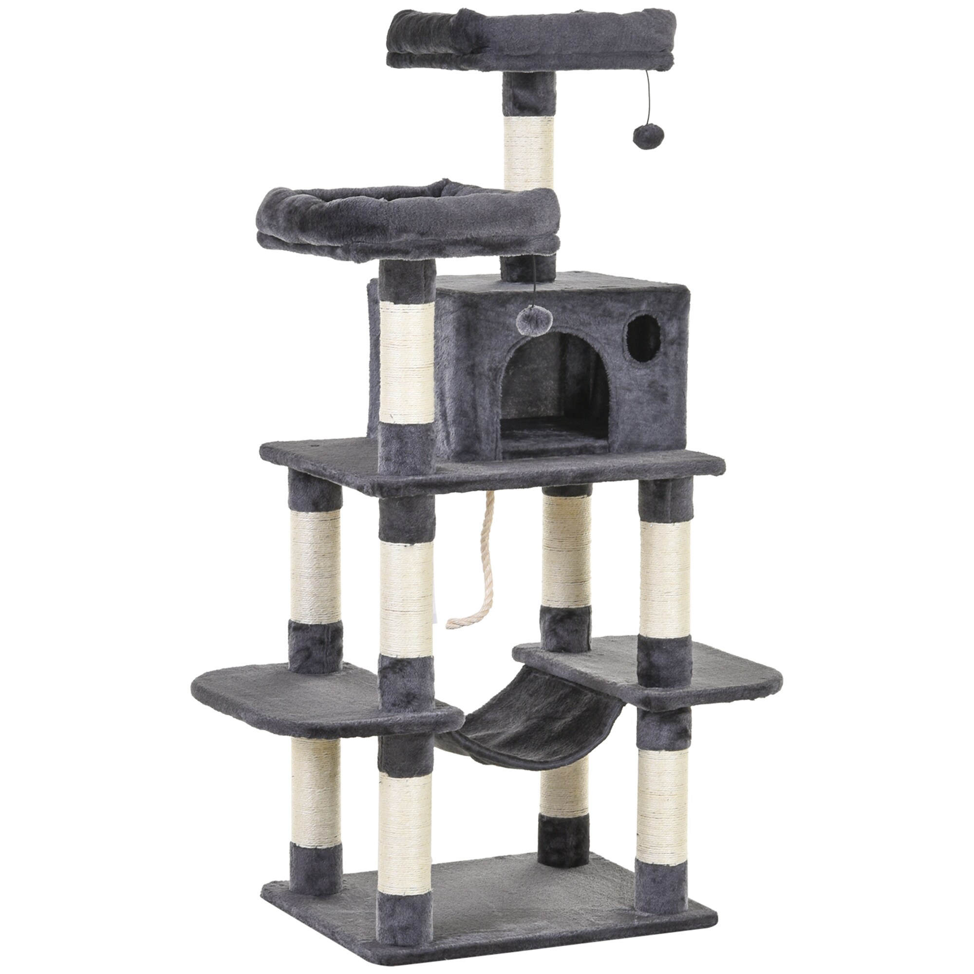 PawHut Kratzbaum Spanplatte, Pl&uuml;sch, Sisal - Bild 1