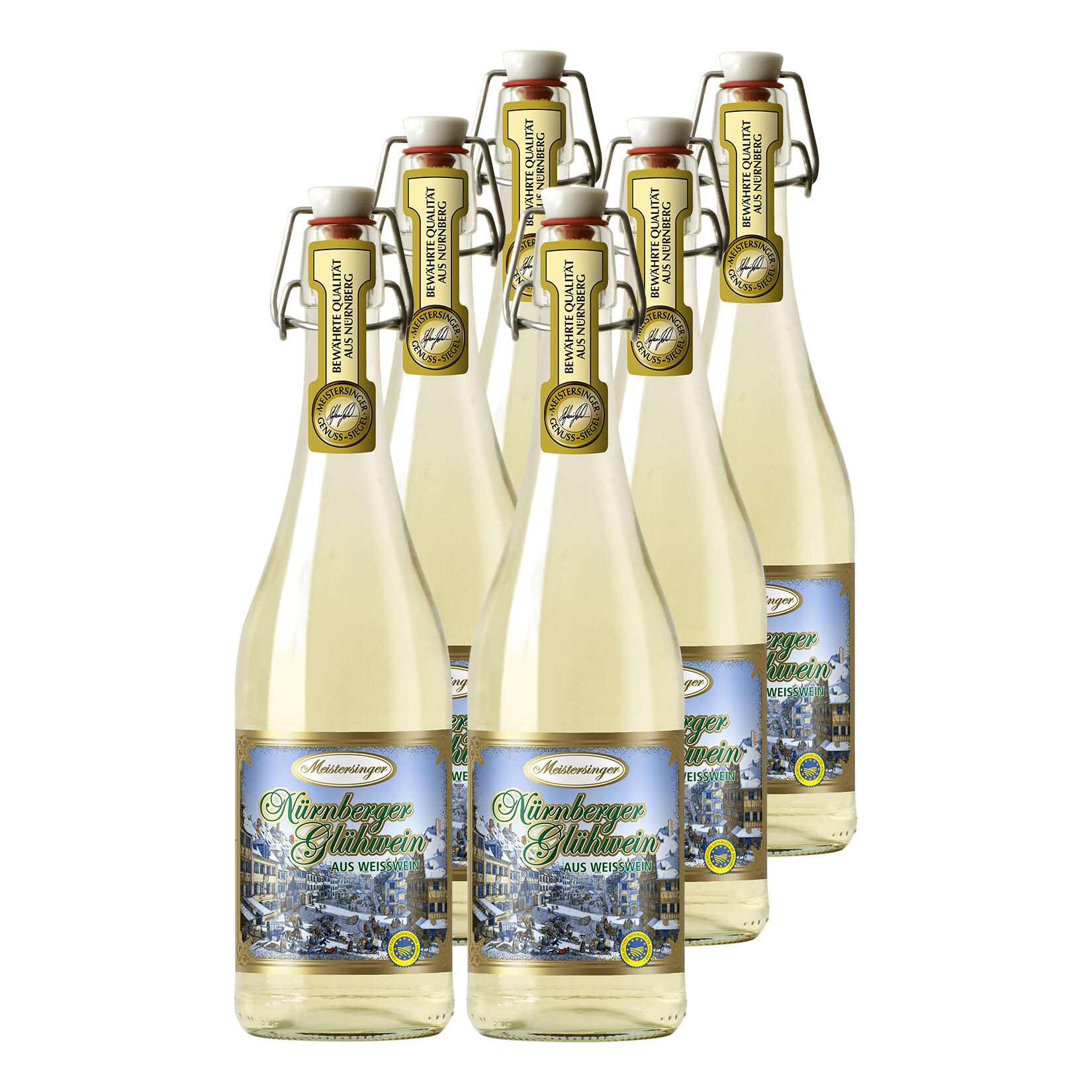 Netto Wein-Angebote - Meistersinger Nürnberger Glühwein aus Weißwein g.g.A. 9,0 % vol 6 x 0,75 Liter