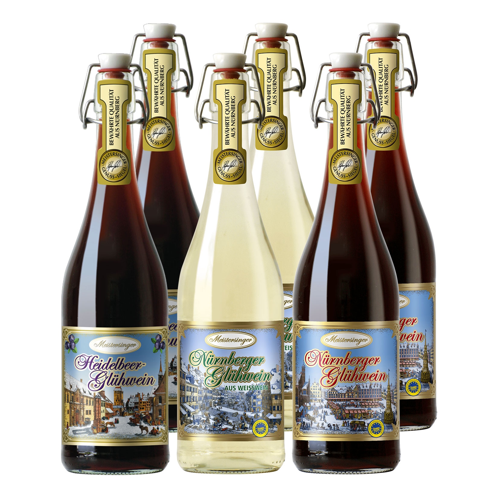 Meistersinger Gl&uuml;hweine 3fach sortiert "Tradition aus N&uuml;rnberg" 8,5 - 10,0 % vol 6 x 0,75 Liter - Bild 1