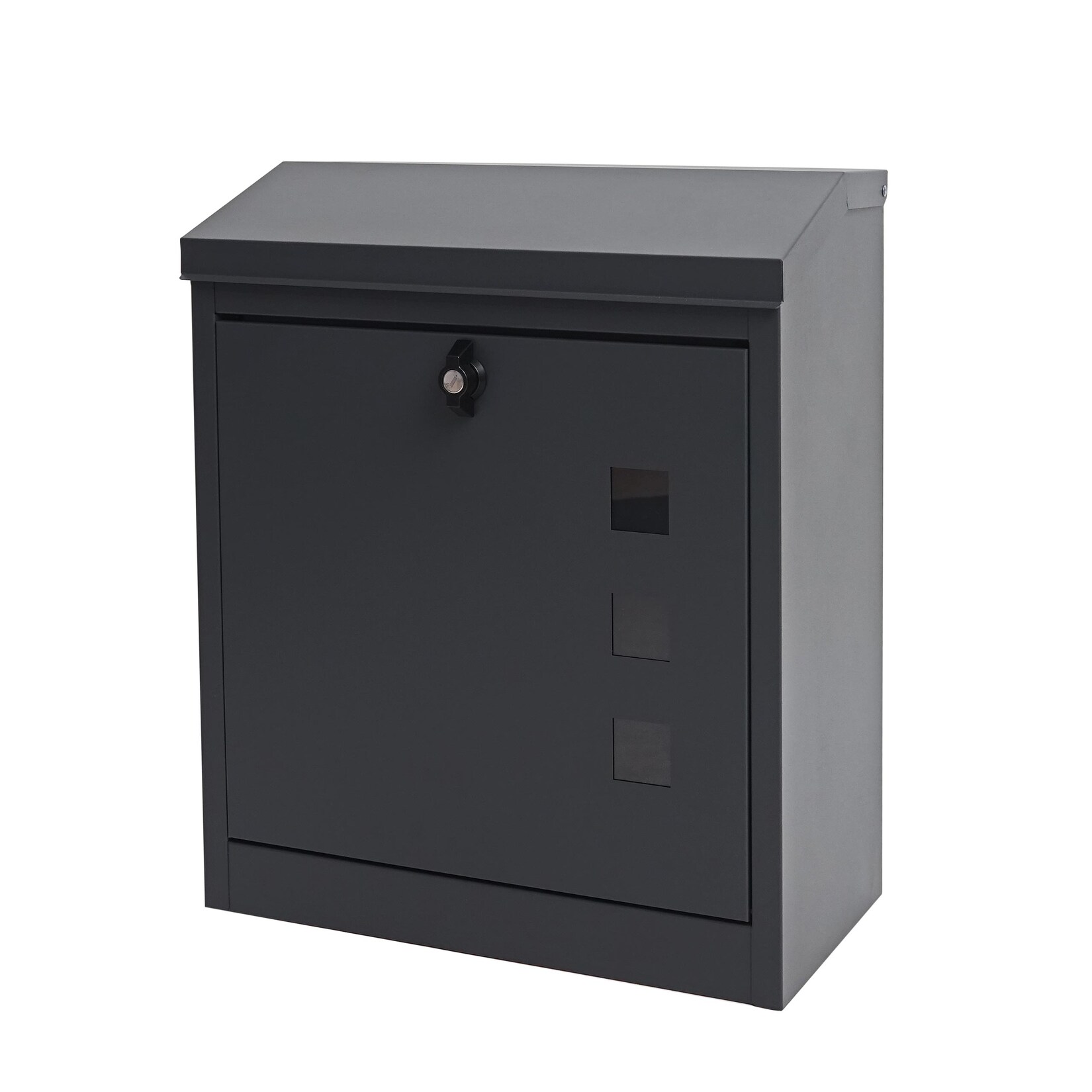 XXL Briefkasten MCW-H26, Firmenbriefkasten Postkasten, abschließbar pulverbeschichtet 52x44x25cm ~ anthrazit-schwarz