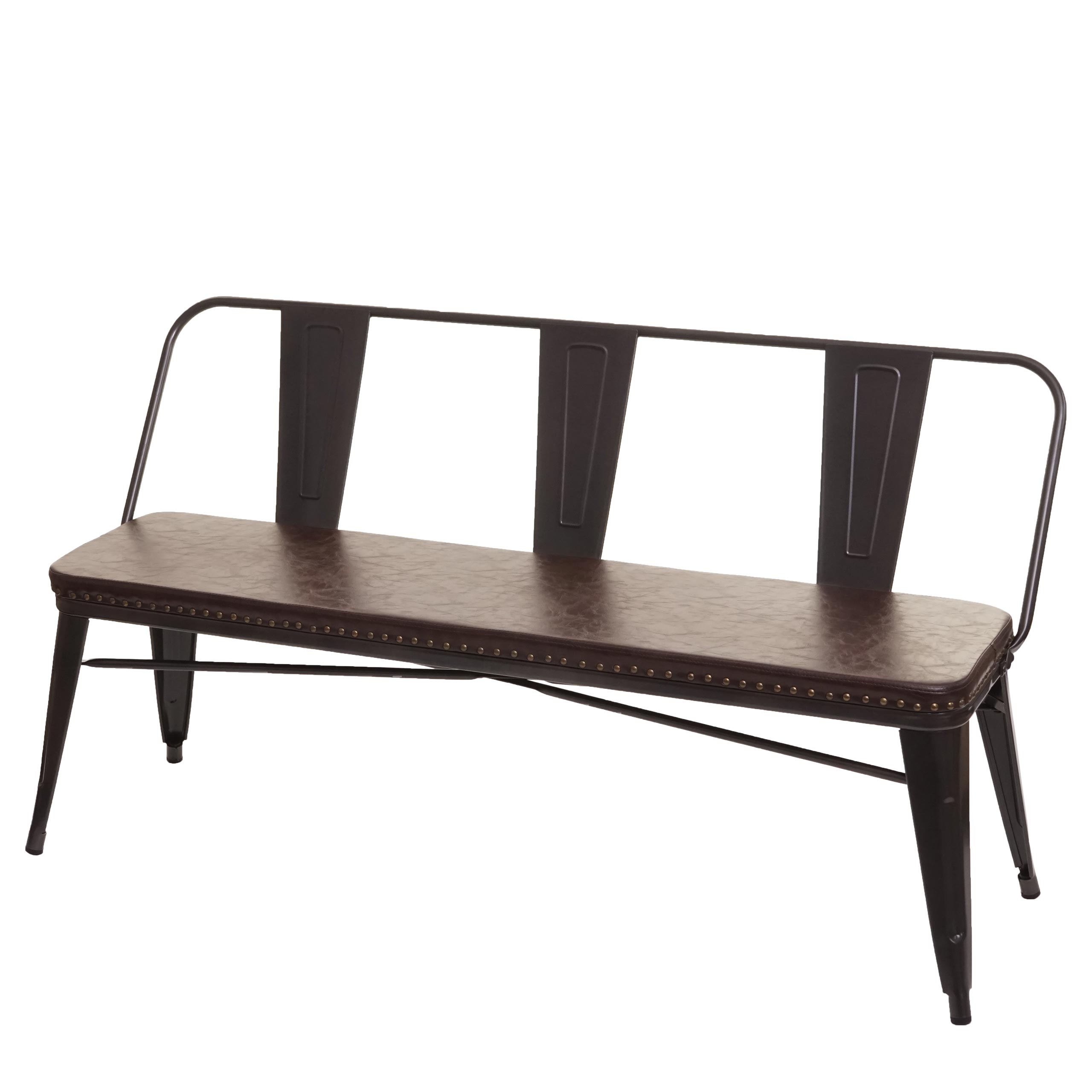 3er Sitzbank MCW-H10, Garderobenbank Esszimmerbank, Kunstleder Chesterfield Industrial Gastronomie ~ schwarz-braun - Bild 1