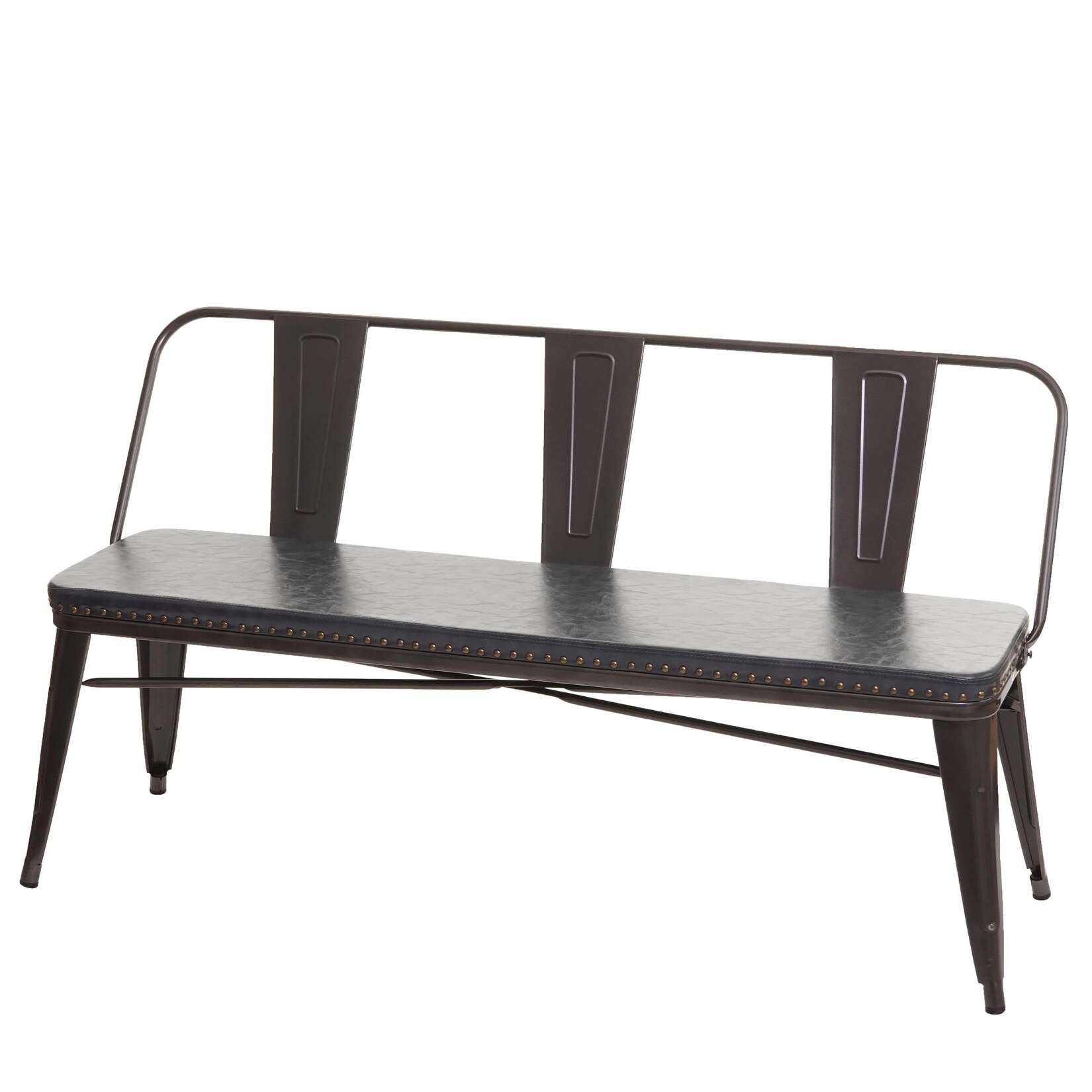 3er Sitzbank MCW-H10, Garderobenbank Esszimmerbank, Kunstleder Chesterfield Industrial Gastronomie ~ schwarz-grau | 04057651436678
