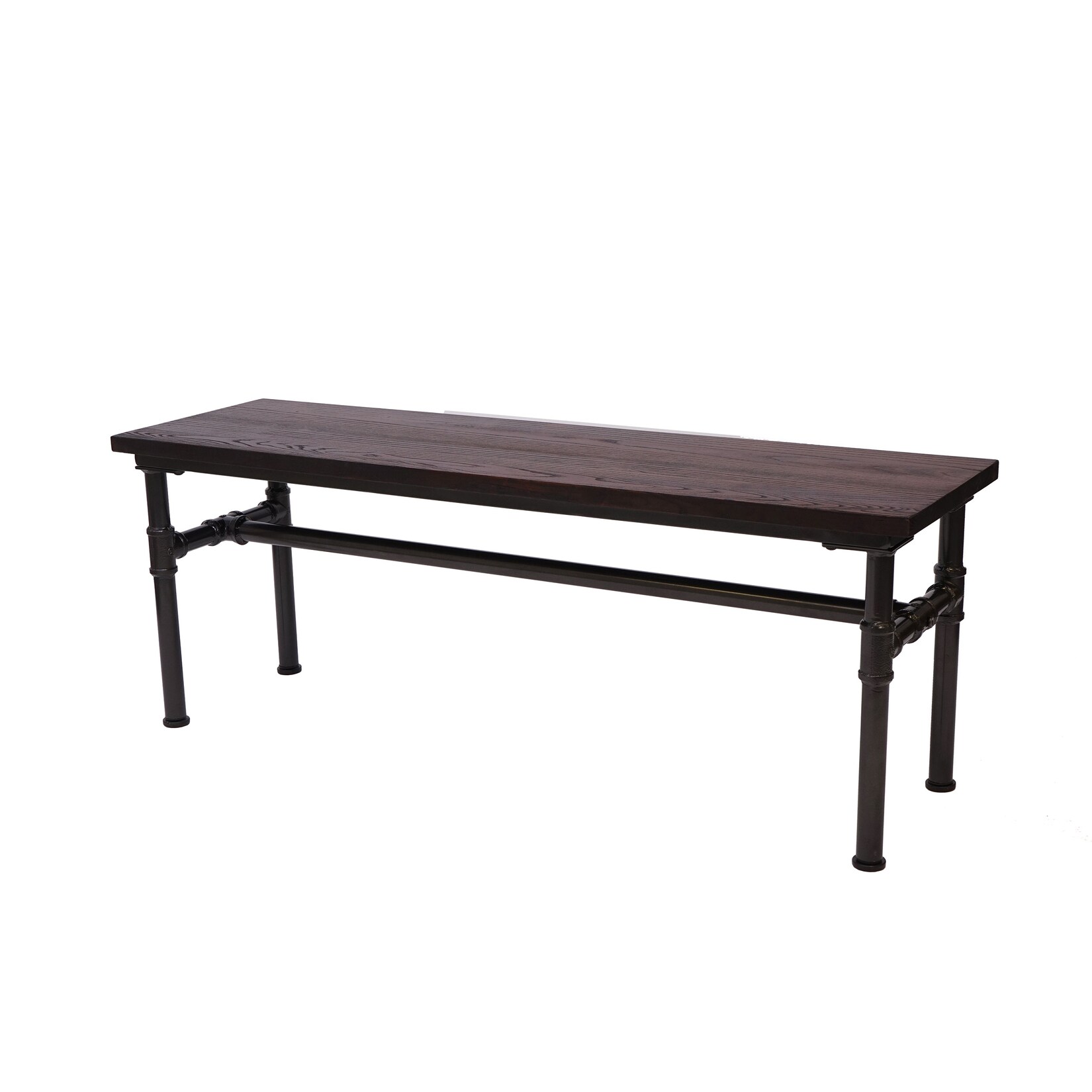 Sitzbank MCW-H10b, Esszimmerbank Bank Hocker, Ulme Holz Industriedesign, 120x35cm MVG-zertifiziert, schwarz-braun | 04057651369709