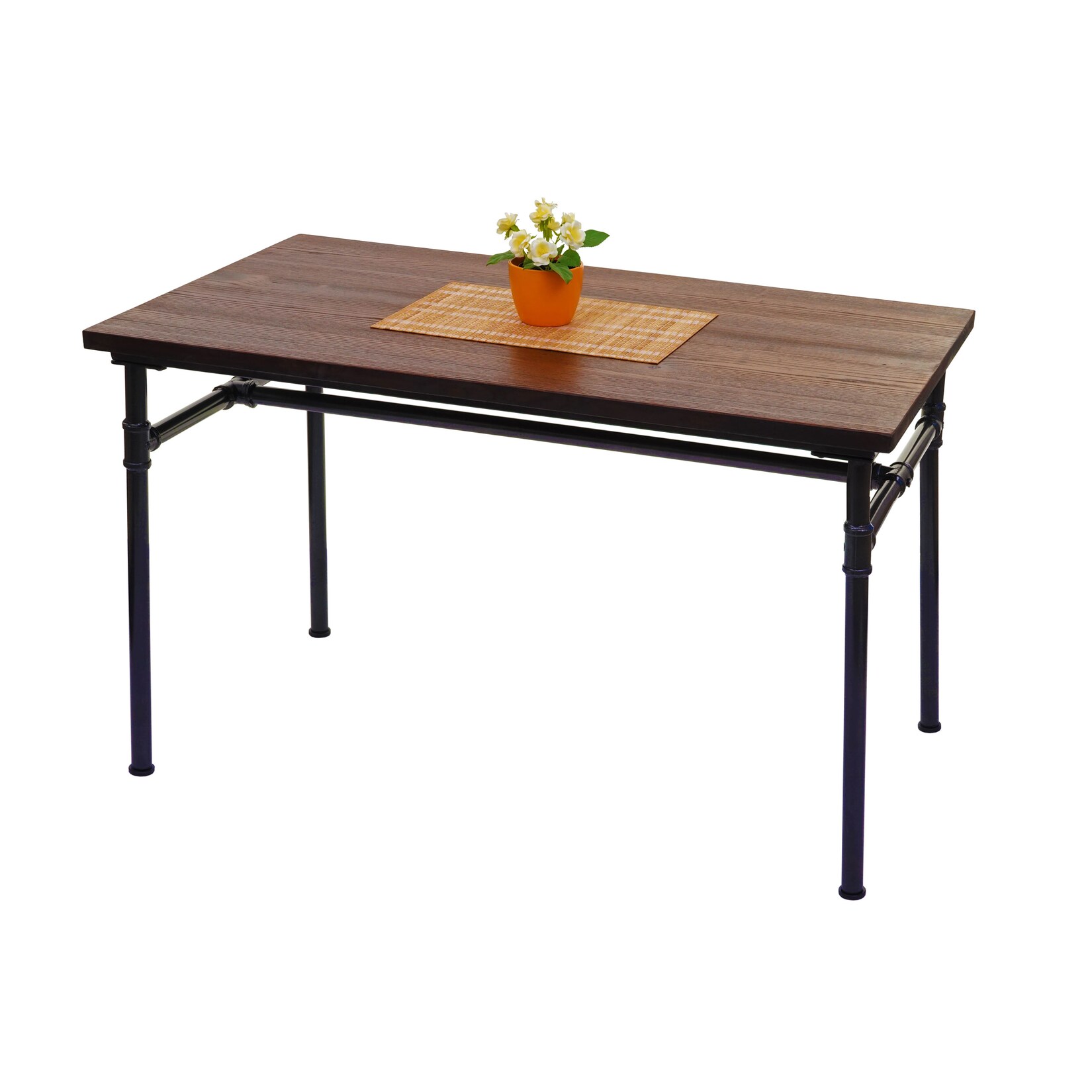 Esstisch MCW-H10b, Tisch Bistrotisch, Metall Ulme Holz Industrial Gastronomie MVG schwarz-braun 120x70cm | 04057651436111