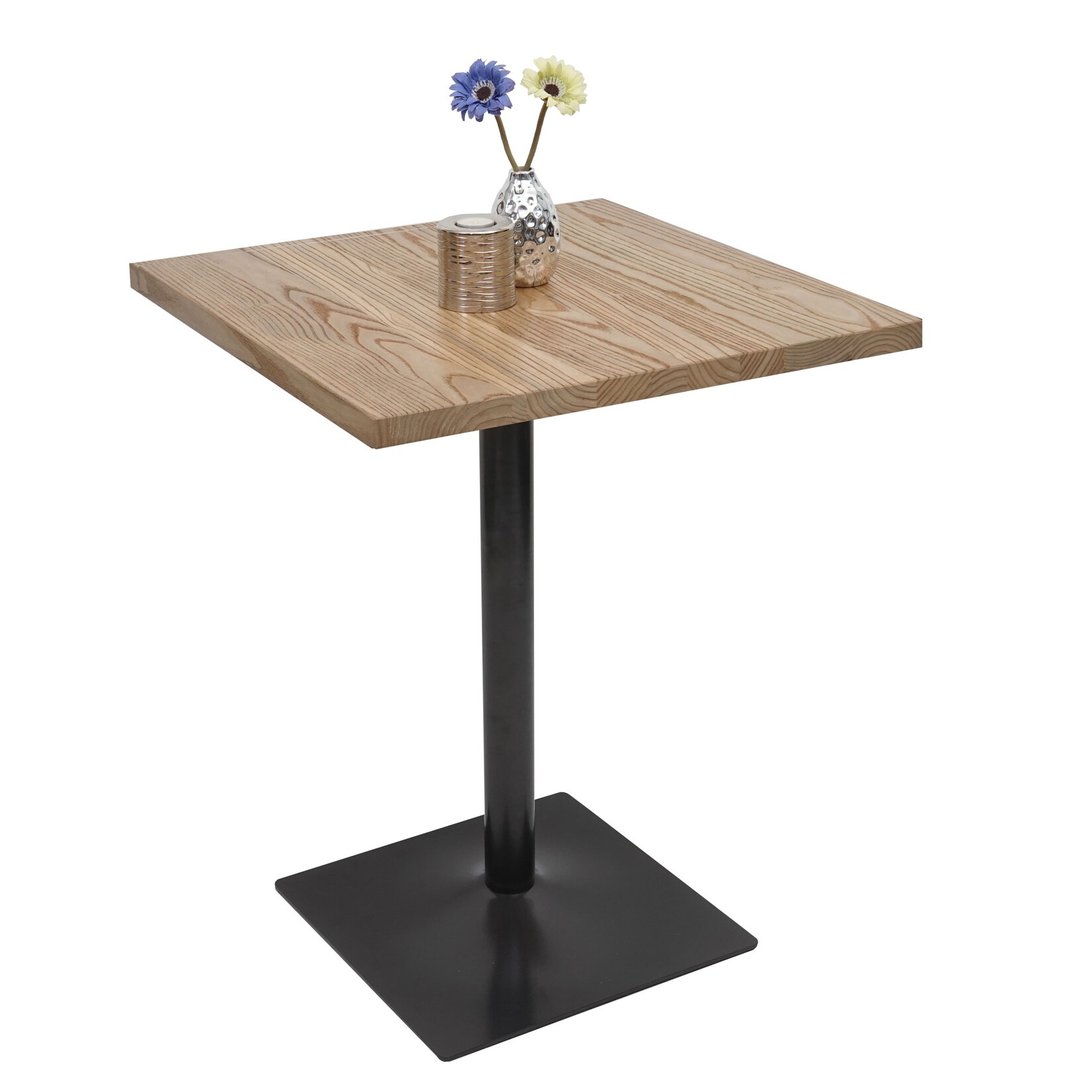 Bistrotisch MCW-H10, Bartisch Thekentisch, Industrial Gastronomie Ulme Holz MVG-zertifiziert 76x60x60cm ~ hellbraun | 04057651539706
