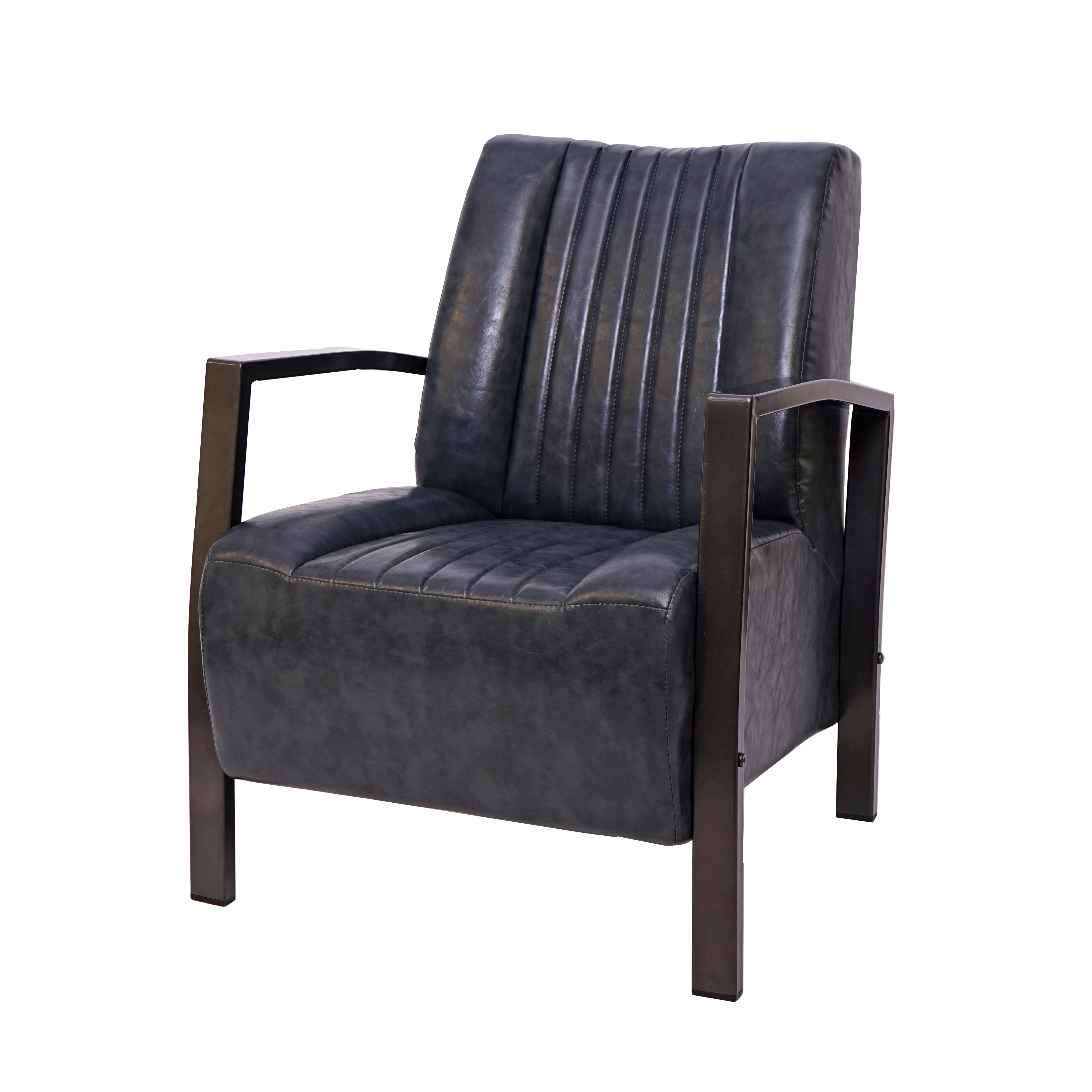 Sessel MCW-H10, Loungesessel Polstersessel Relaxsessel, Metall Industriedesign, MVG-zertifiziert ~ vintage grau - Bild 1