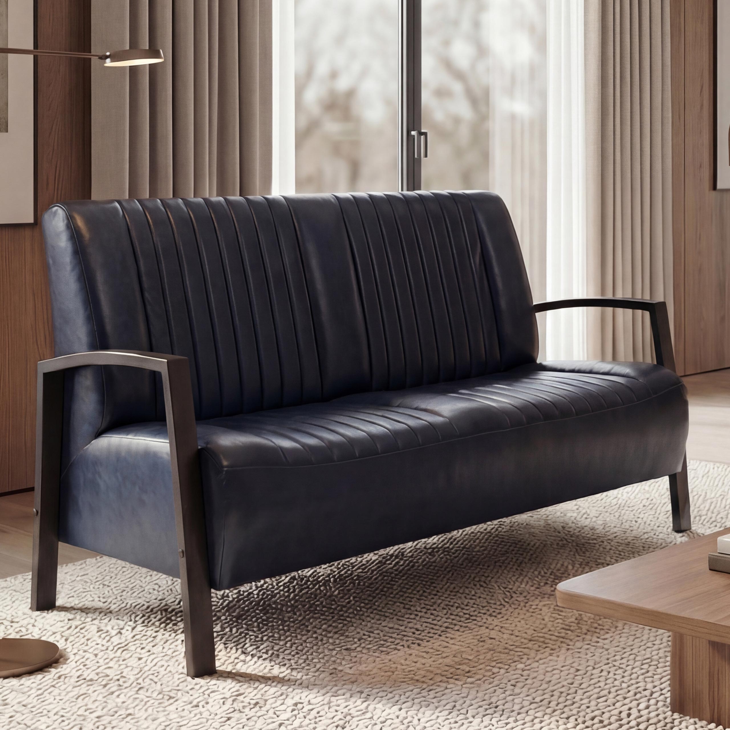 2er Sofa MCW-H10, Couch Zweisitzer, Metall Kunstleder Industrie-Design ~ vintage grau - Bild 1