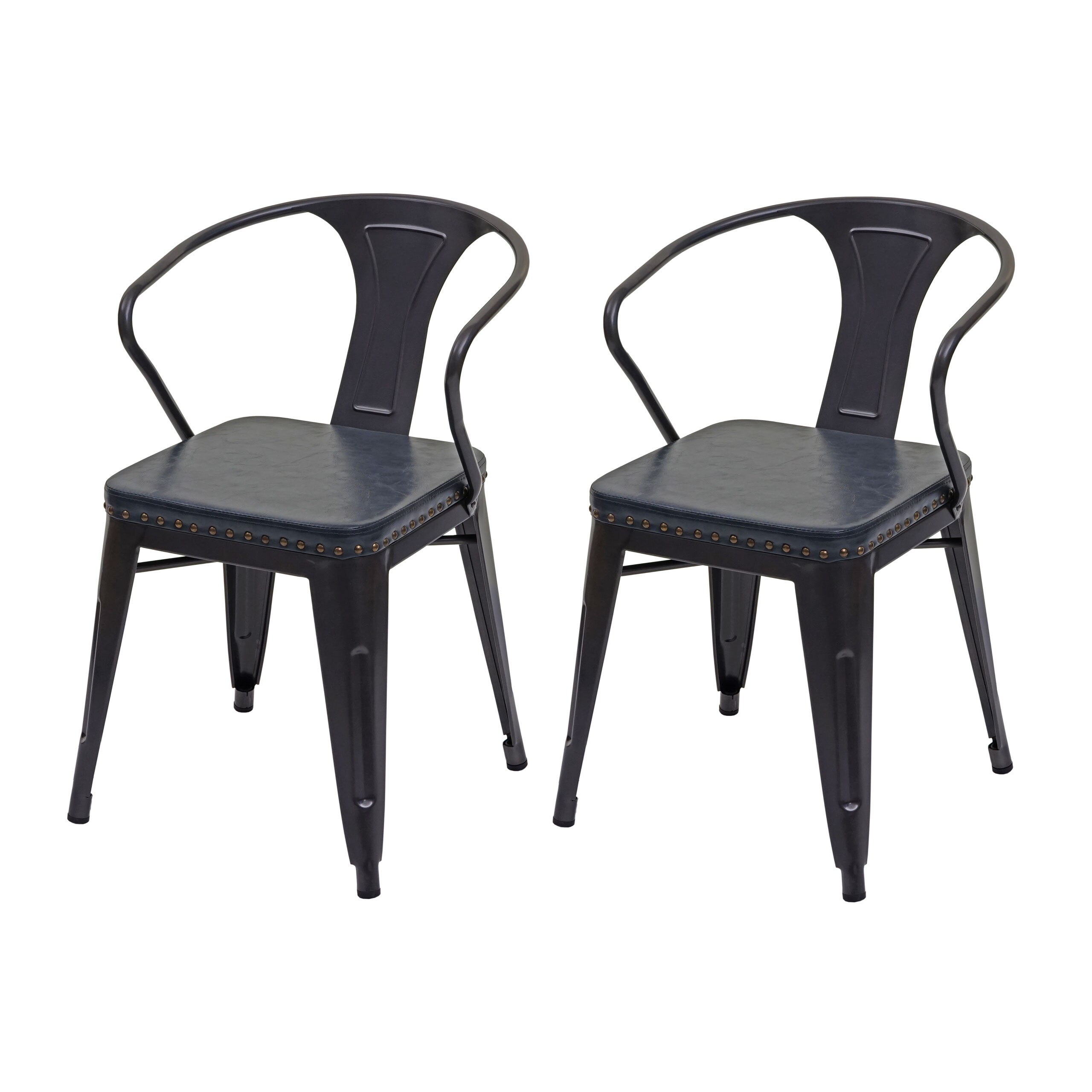 2er-Set Esszimmerstuhl MCW-H10d, Stuhl K&uuml;chenstuhl, Chesterfield Metall Kunstleder Industrial Gastronomie ~ schwarz-grau - Bild 1