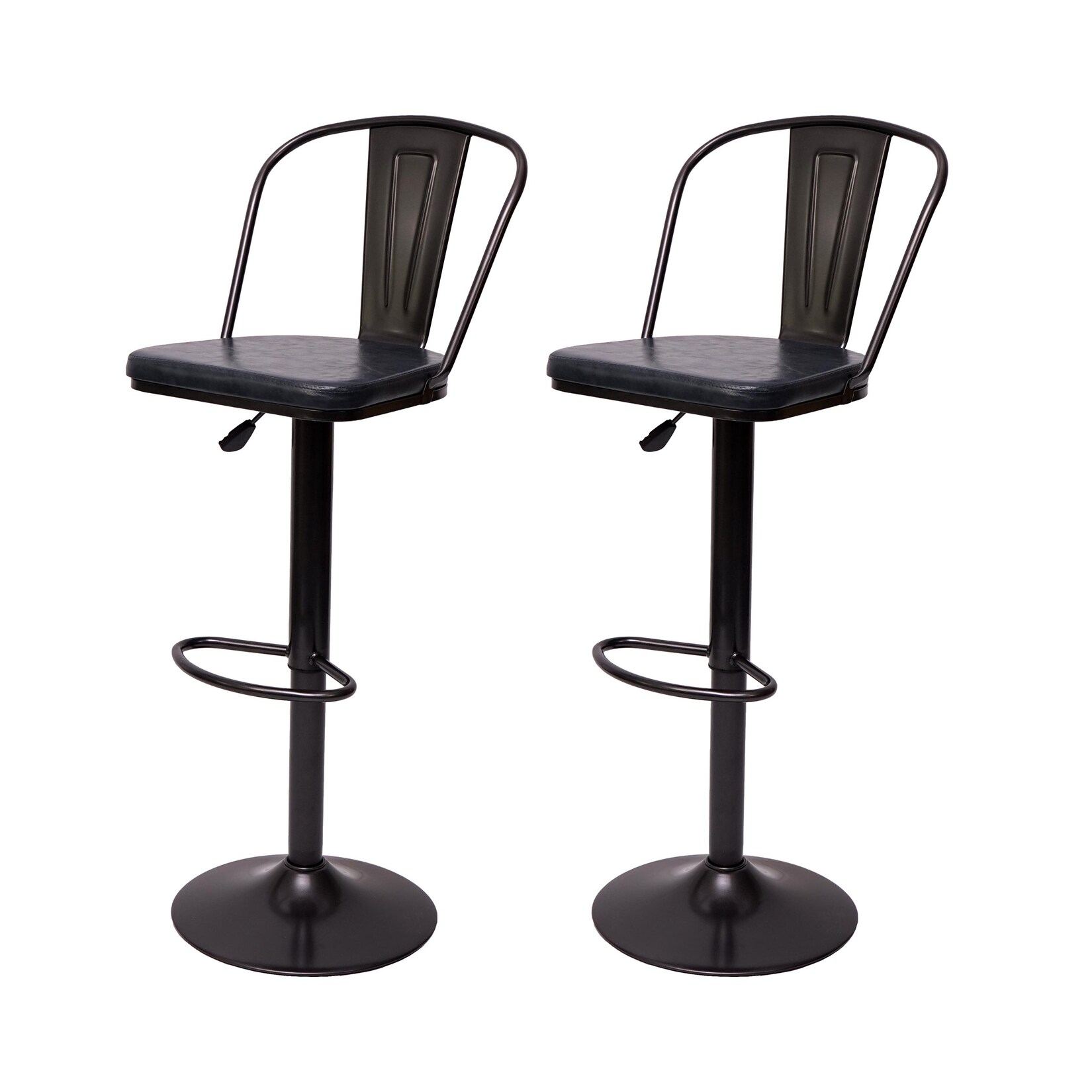 2er-Set Barhocker MCW-H10a, Tresenhocker Barstuhl, höhenverstellbar drehbar Industrial Kunstleder Metall ~ vintage grau