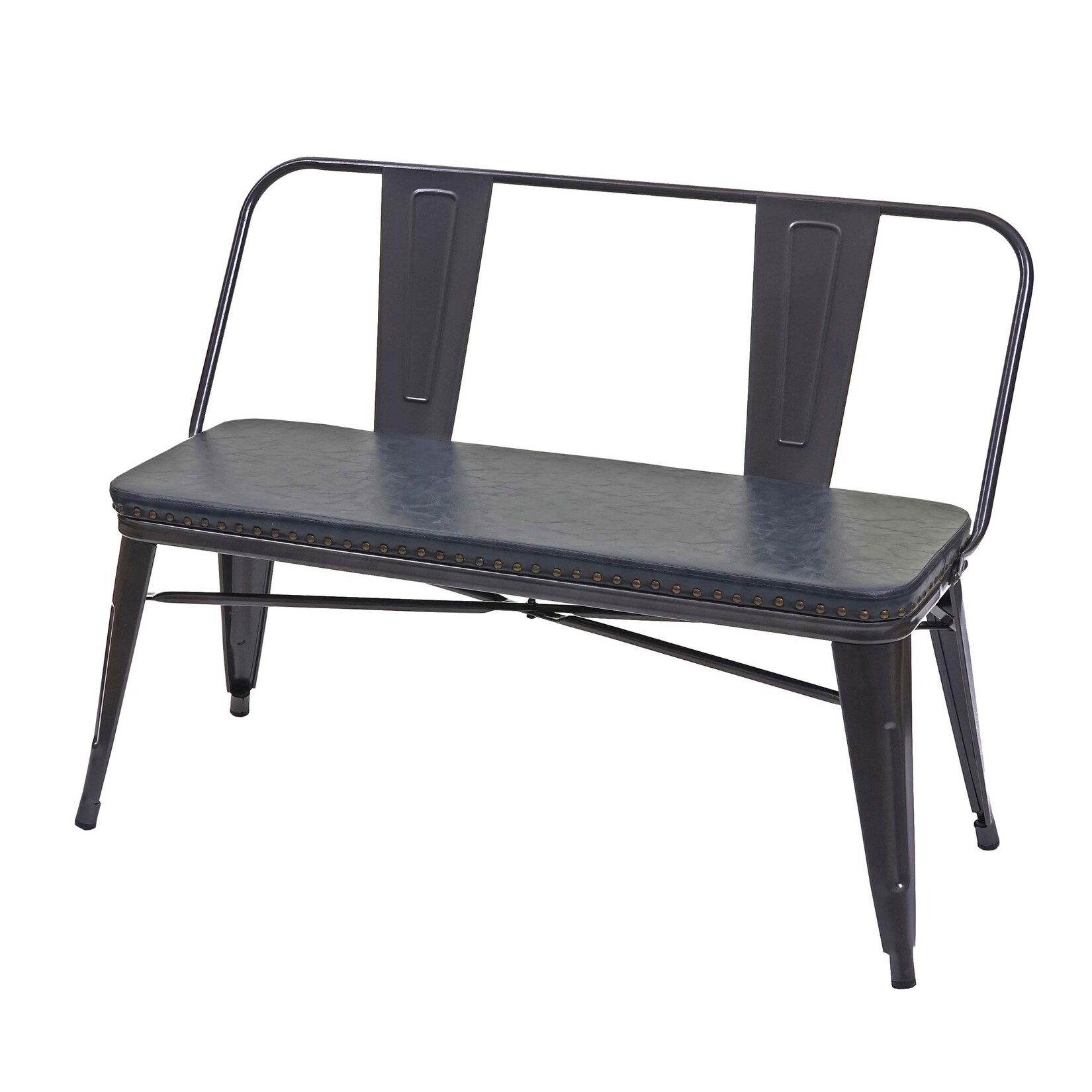 2er Sitzbank MCW-H10, Zweisitzer Garderobenbank Esszimmerbank Industrie-Design Vintage Kunstleder	~ schwarz-grau | 04057651434865